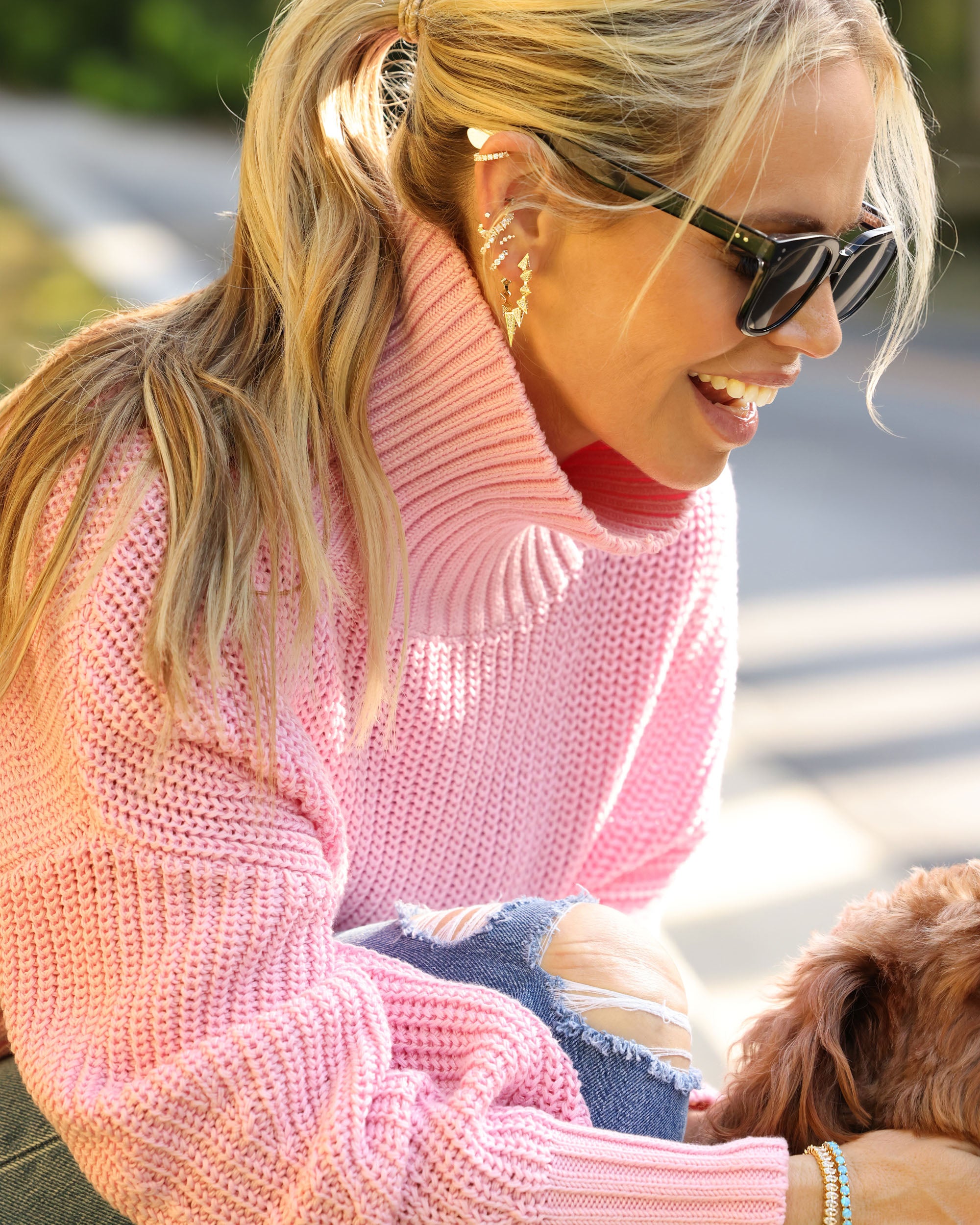 Gabriella's Big Sista Pavé Hoops - Gold|White Diamondettes