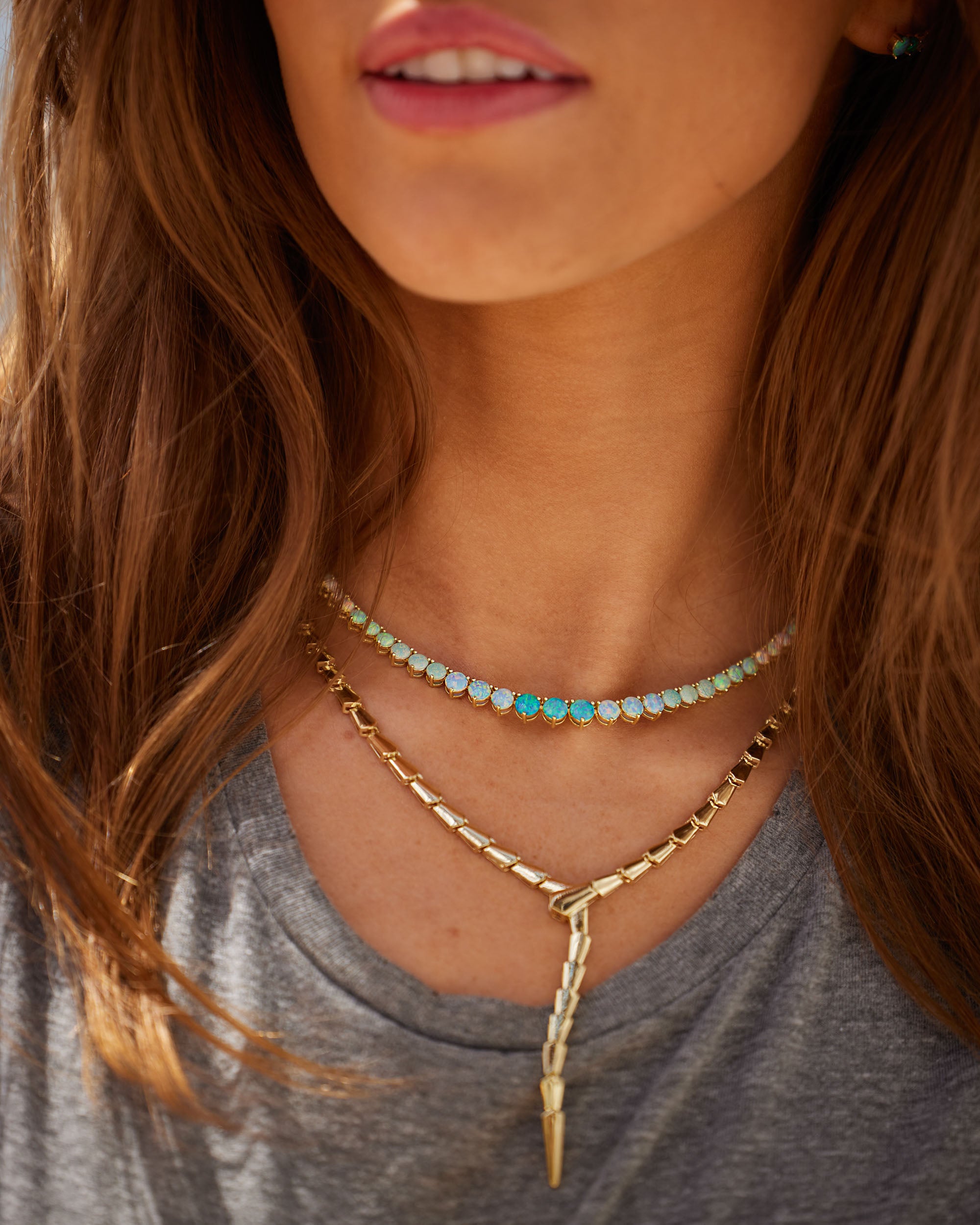 Not Your Basic Graduated Ombré Tennis Necklace - Silver|Blue Opal Ombré