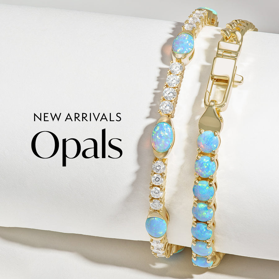 New Blue Opal Bracelets on a white background with text NEW ARRIVALS OPALS overlaid