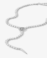 Jane Lariat Necklace - Silver|White Diamondettes