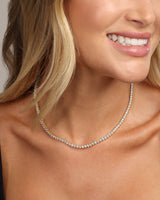 Not Your Basic Tennis Necklace 16" - Gold|White Diamondettes