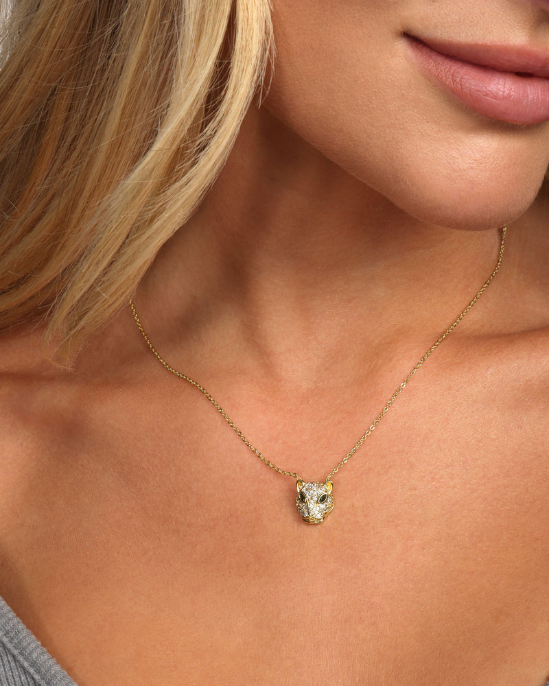 Baby Jaguar Necklace - Gold|Emerald|White Diamondettes