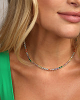 Baroness Tennis Necklace 15" - Gold|Rainbow Diamondettes