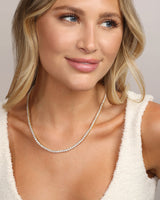 Not Your Basic Tennis Necklace 18" - Gold|White Diamondettes