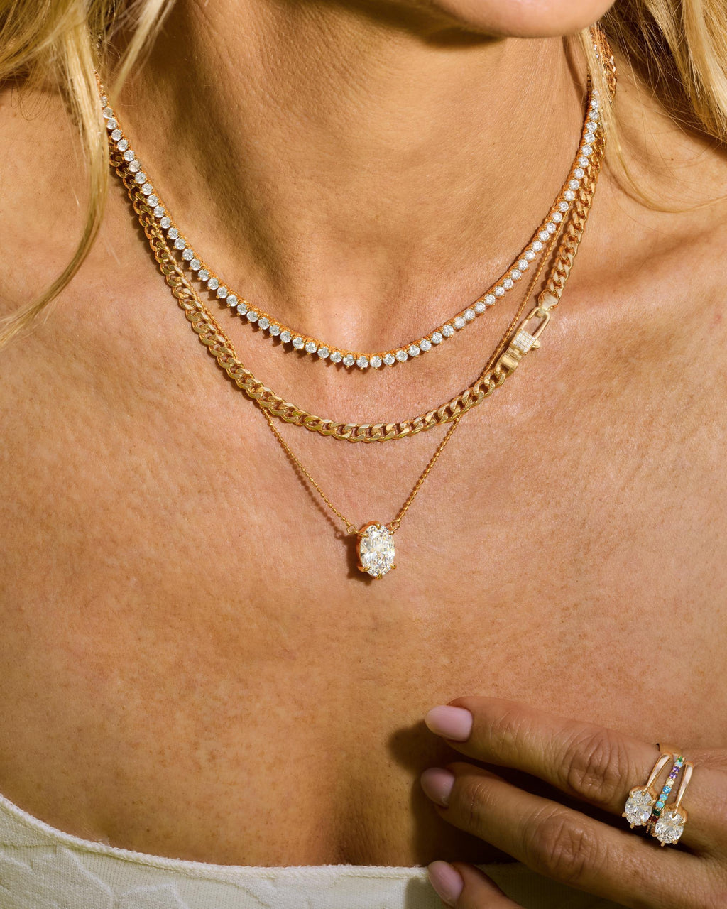 She's On Point Necklace - Silver|White Diamondettes