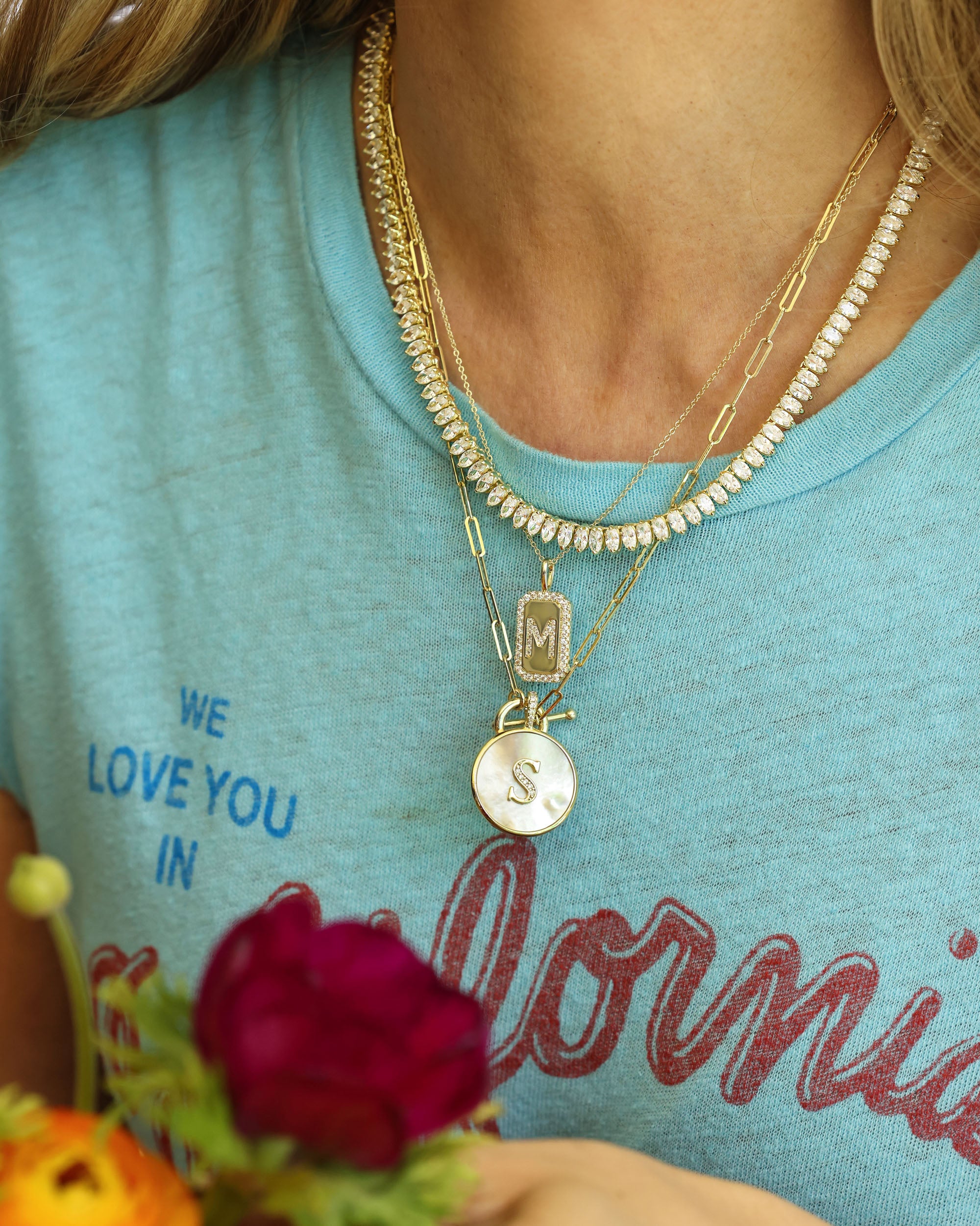 Love Letters Medallion Necklace 24mm - Gold