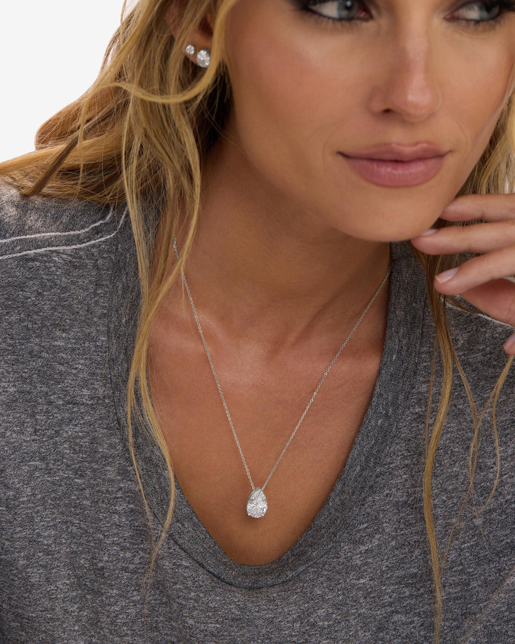 "Are you Jealous" Necklace - Silver|White Diamondettes