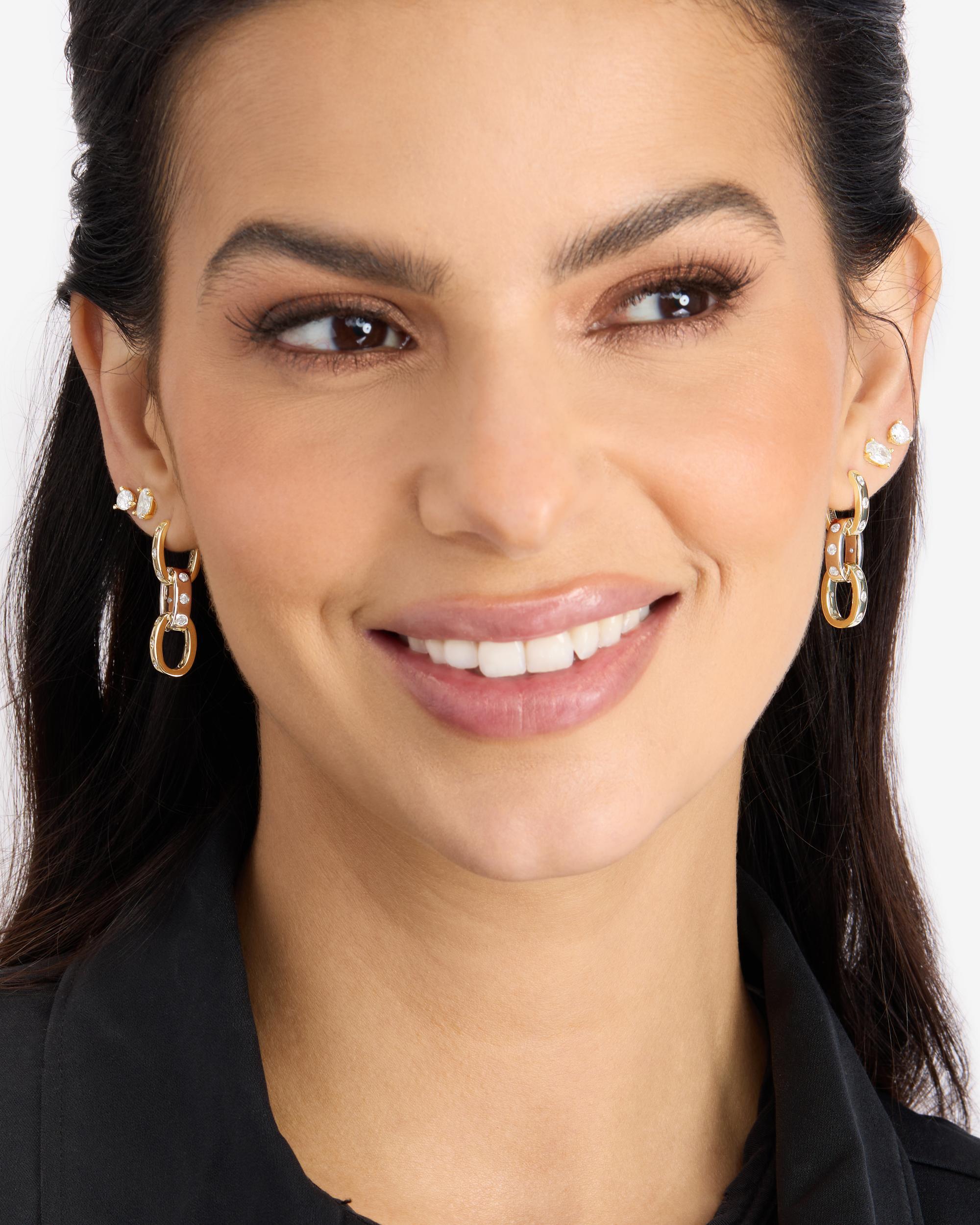 Ashley Chain Convertible Earring - Mixed Metal|White Diamondettes