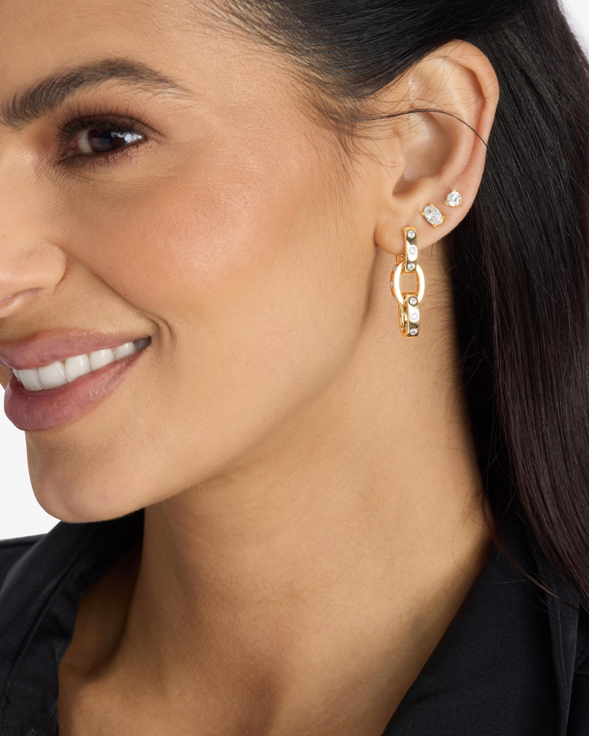Ashley Chain Convertible Earrings | Gold Huggie Hoops – Melinda