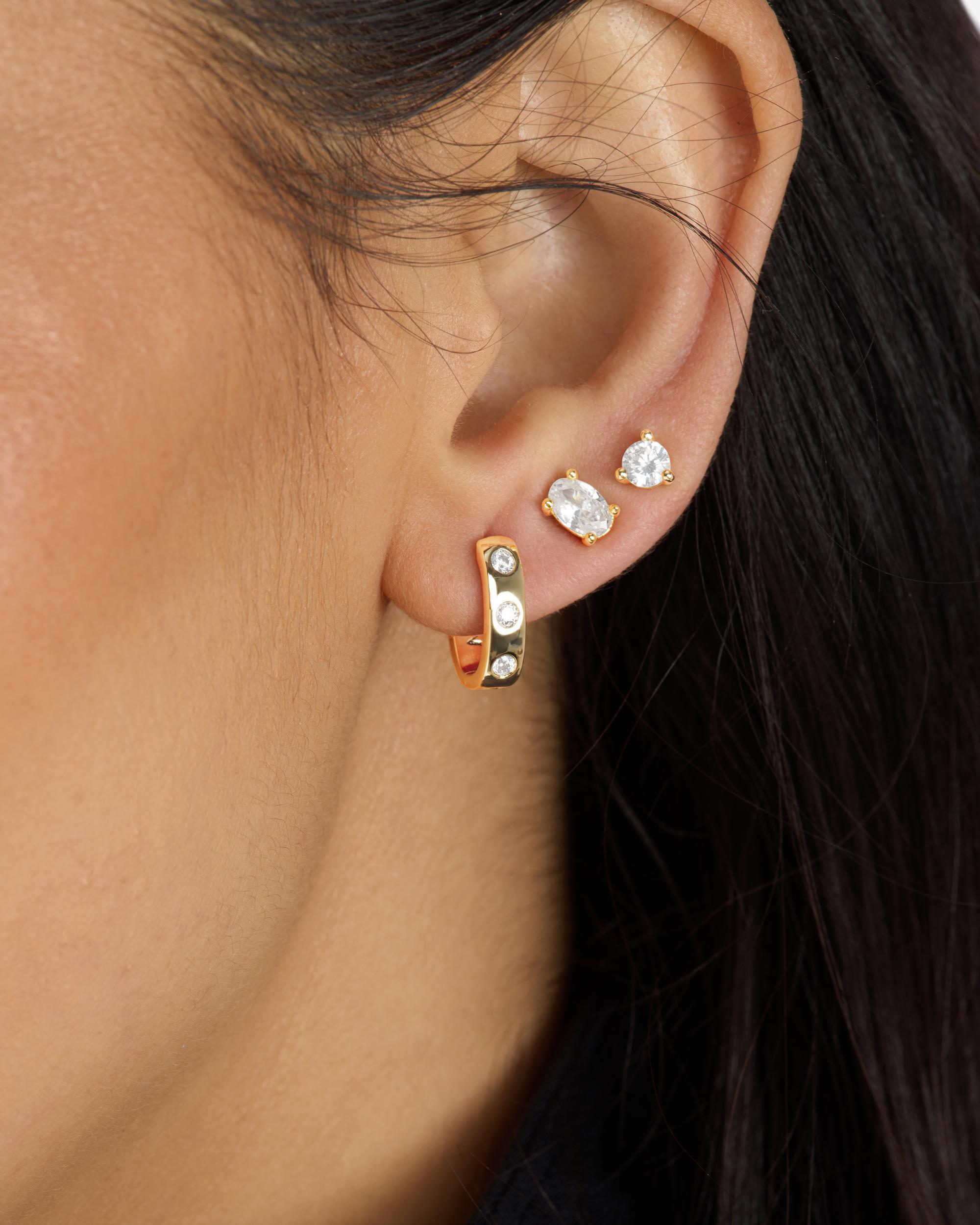 Ashley Chain Convertible Earring - Mixed Metal|White Diamondettes