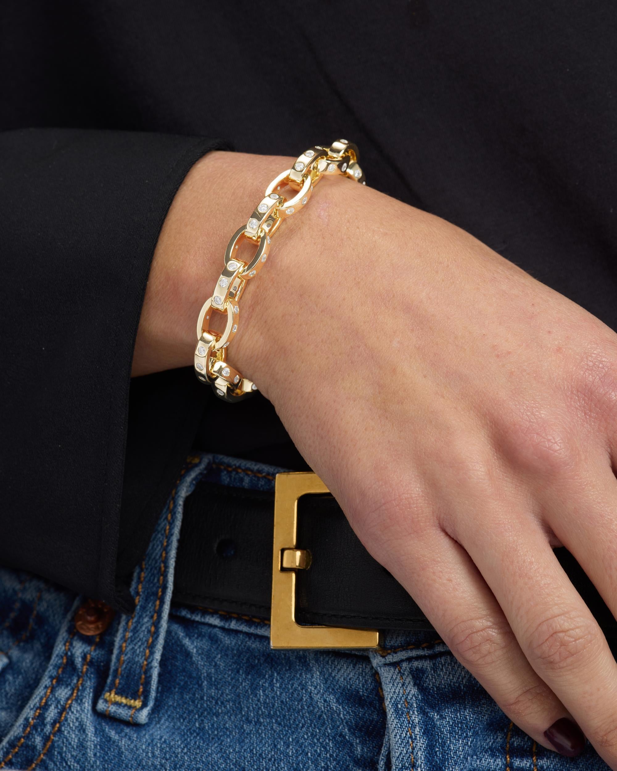 Ashley Chain Link Bracelet 9mm - Gold|White Diamondettes