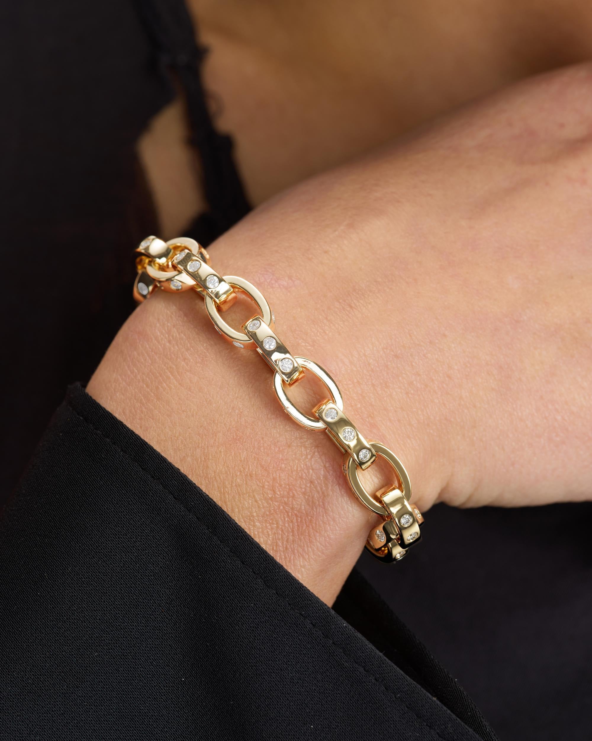 Ashley Chain Link Bracelet 4mm - Gold|White Diamondettes