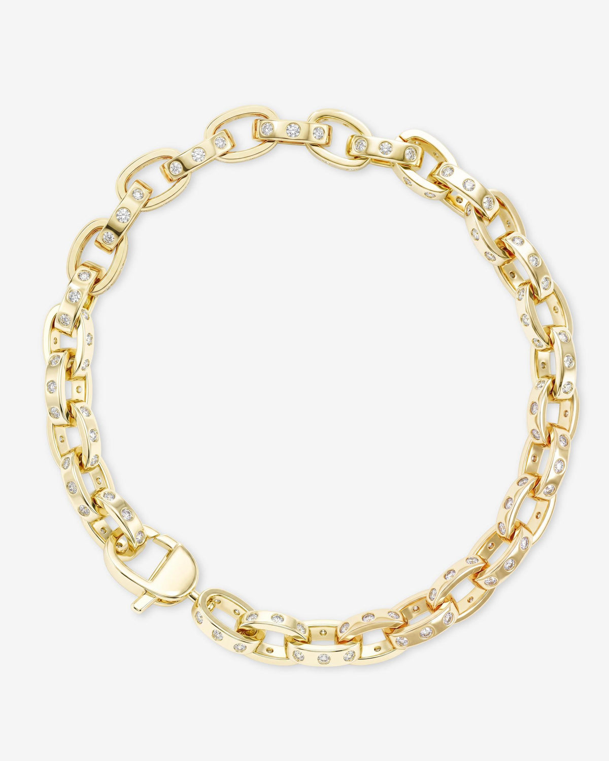 Ashley Chain Link Bracelet 6mm - Gold|White Diamondettes