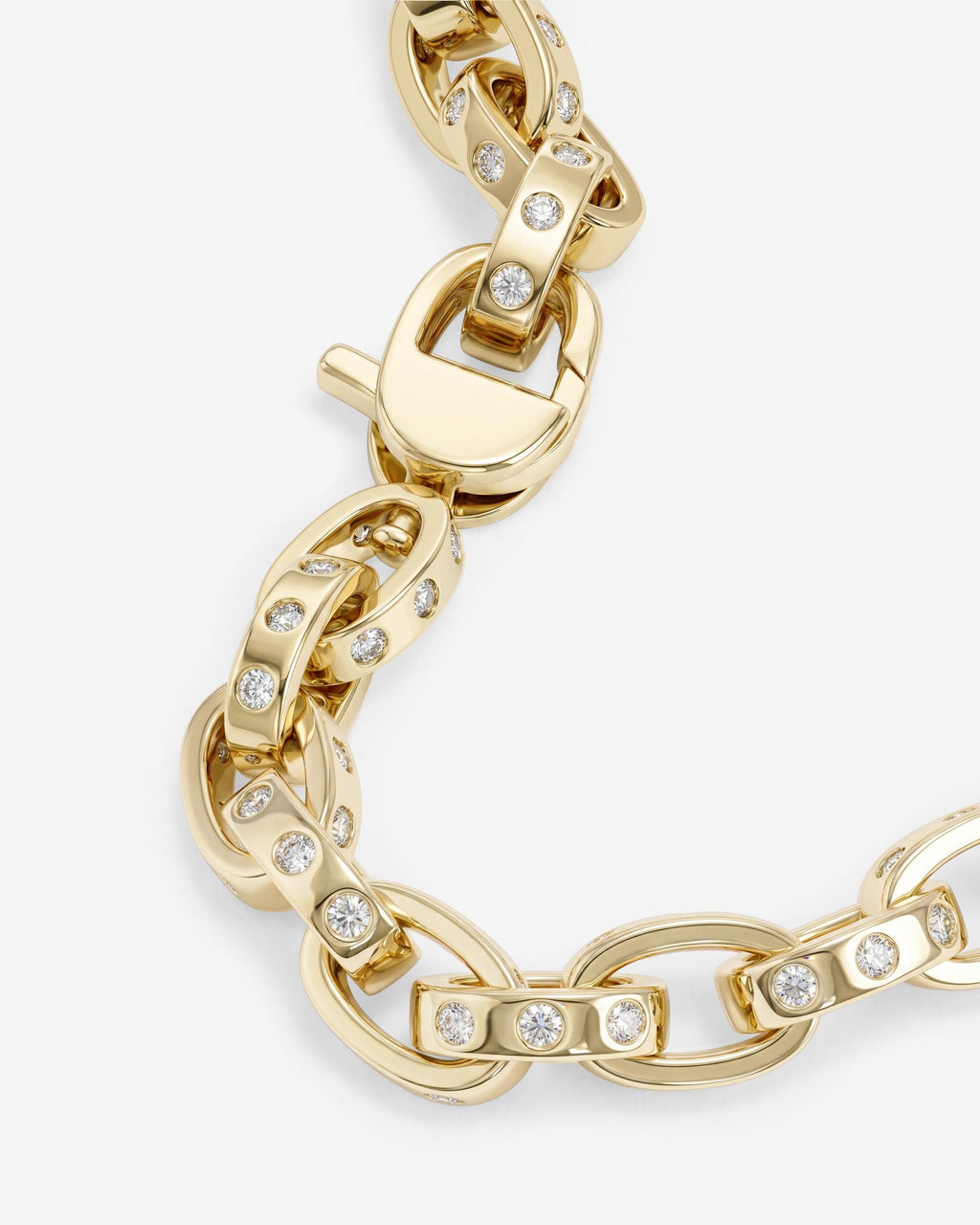 Ashley Chain Link Bracelet 6mm - Gold|White Diamondettes
