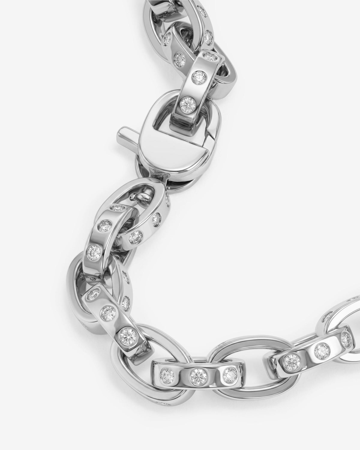 Ashley Chain Link Bracelet 6mm - Silver|White Diamondettes