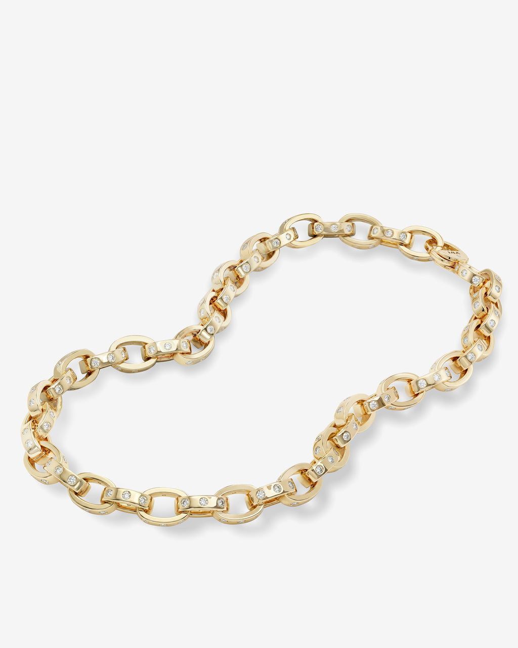 Ashley Chain Link Necklace 9mm - Gold|White Diamondettes