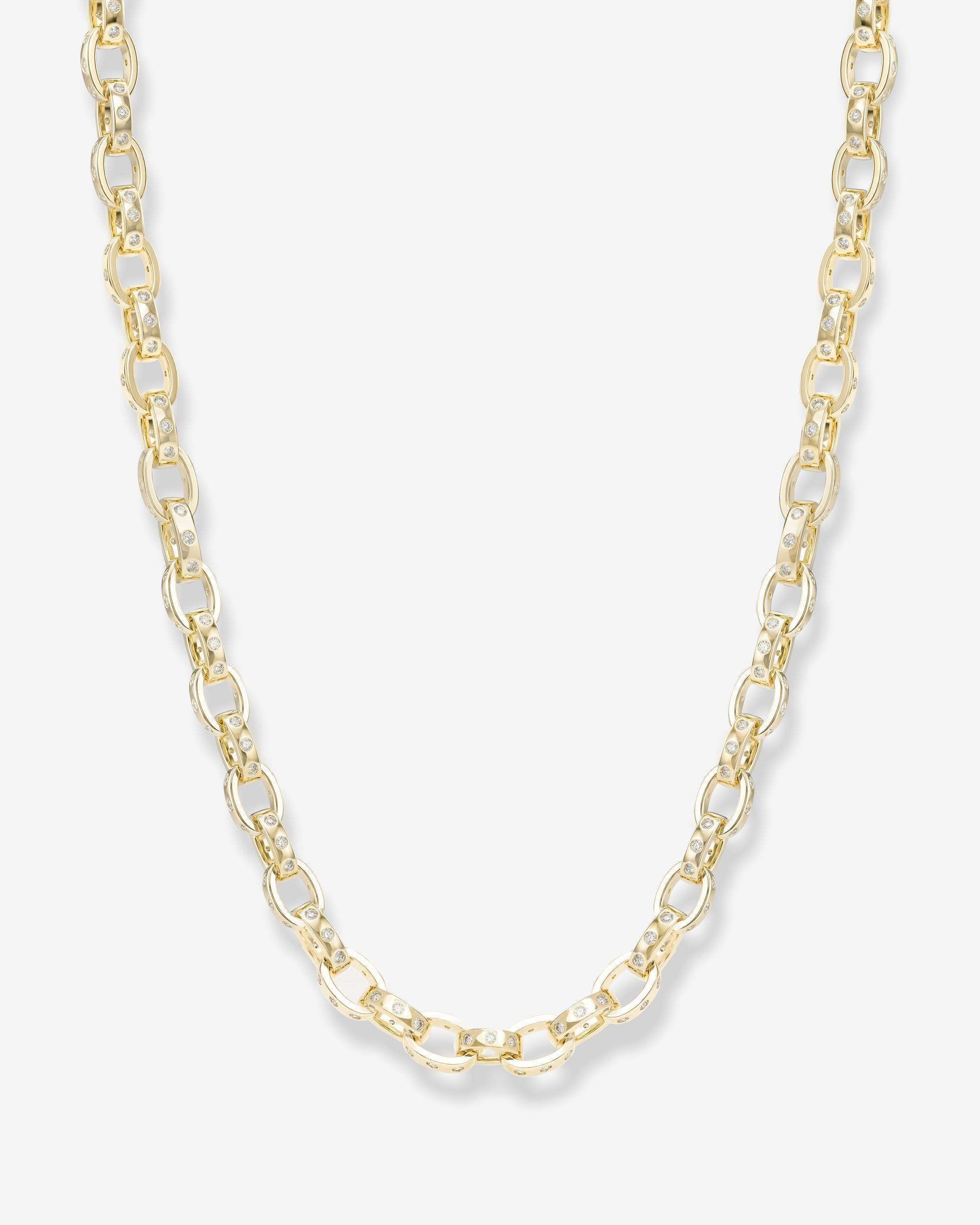 Ashley Chain Link Necklace 9mm - Gold|White Diamondettes