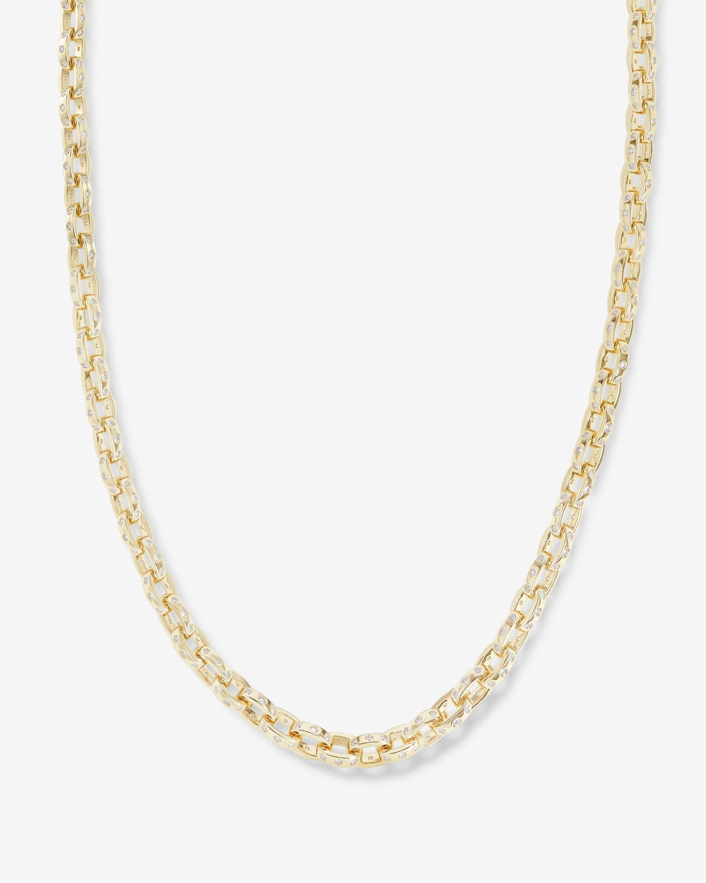 Ashley Chain Link Necklace 6mm - Gold|White Diamondettes