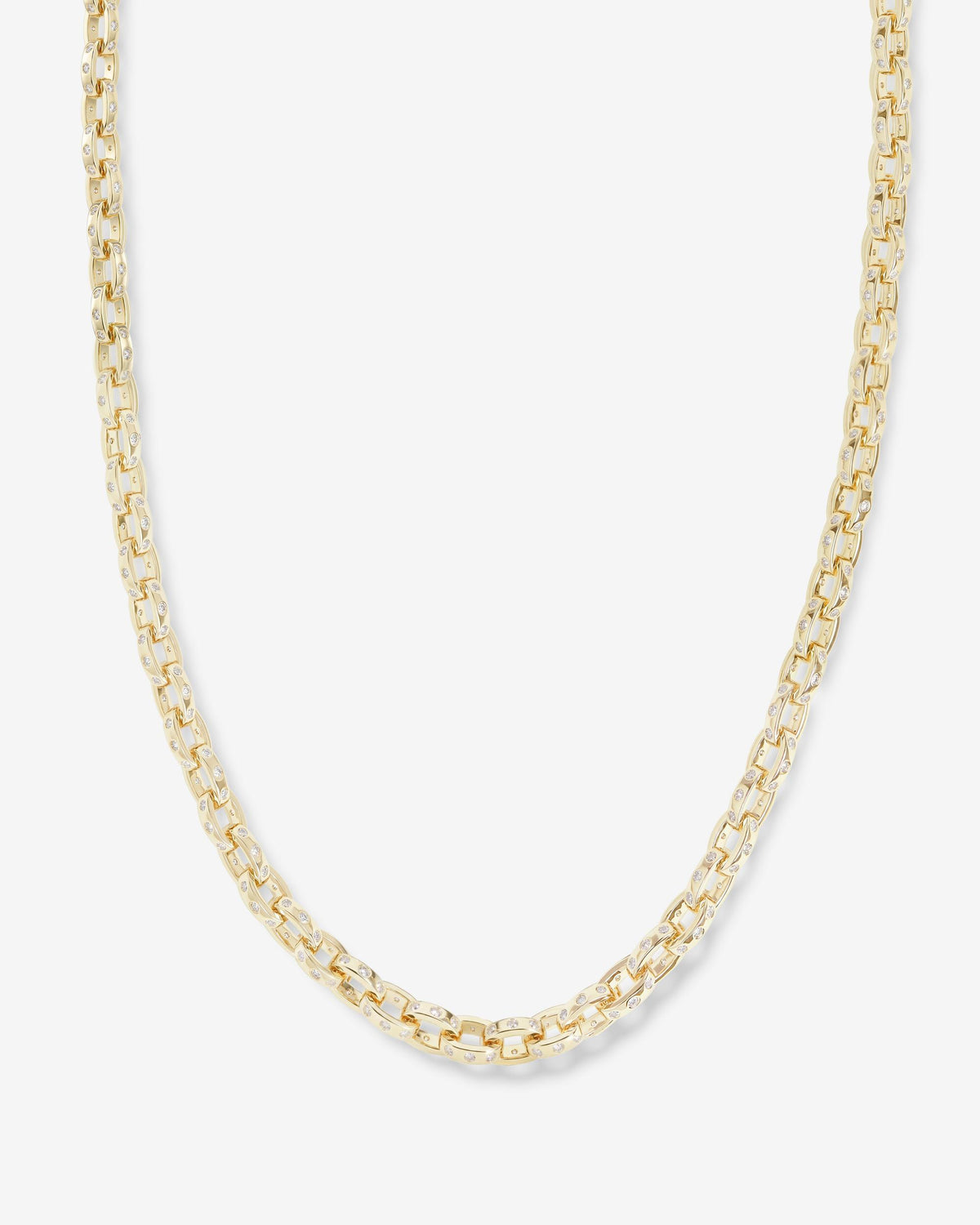 Ashley Chain Link Necklace 6mm - Gold|White Diamondettes