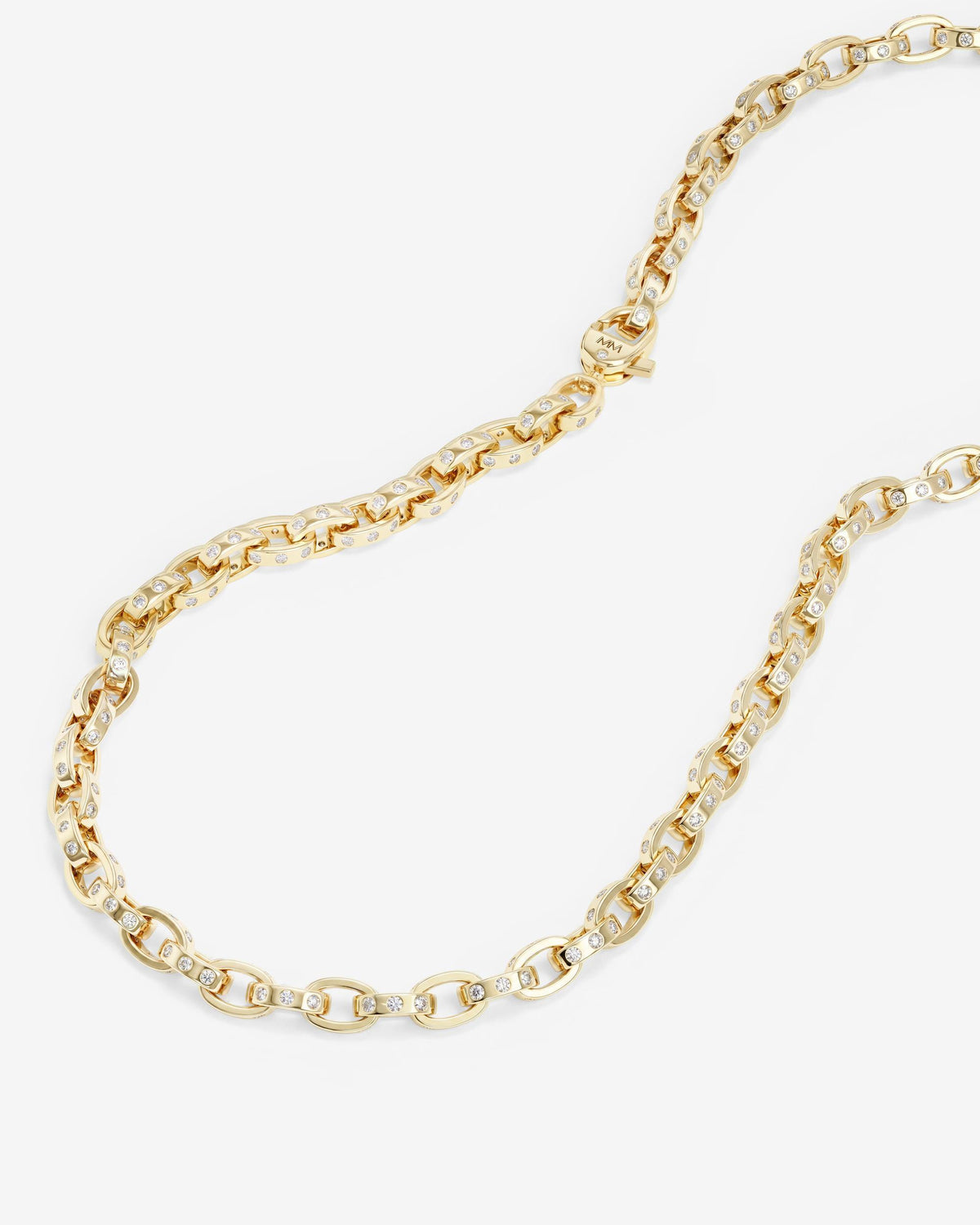 Ashley Chain Link Necklace 6mm - Gold|White Diamondettes