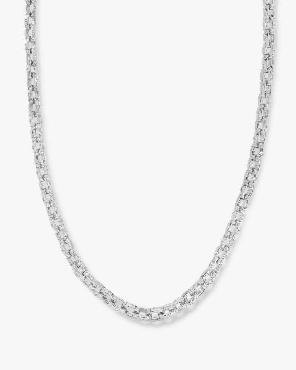 Ashley Chain Link Necklace 6mm - Silver|White Diamondettes