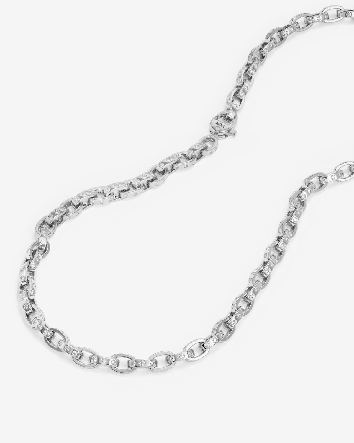 Ashley Chain Link Necklace 6mm - Silver|White Diamondettes