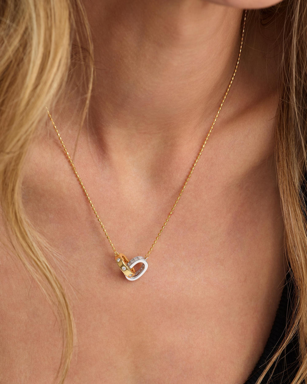 Ashley Duo Necklace - Mixed Metal|White Diamondettes
