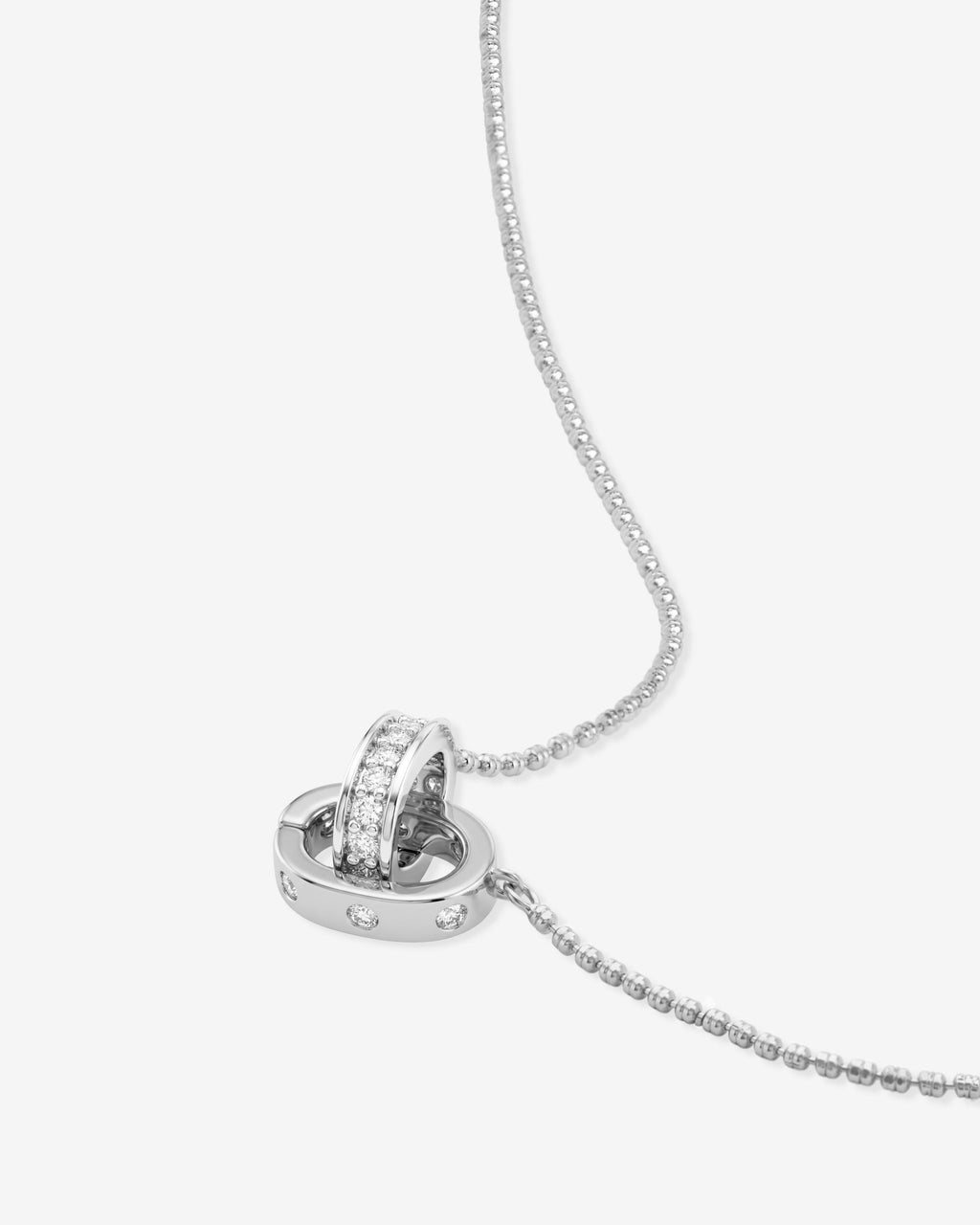 Ashley Duo Necklace - Silver|White Diamondettes