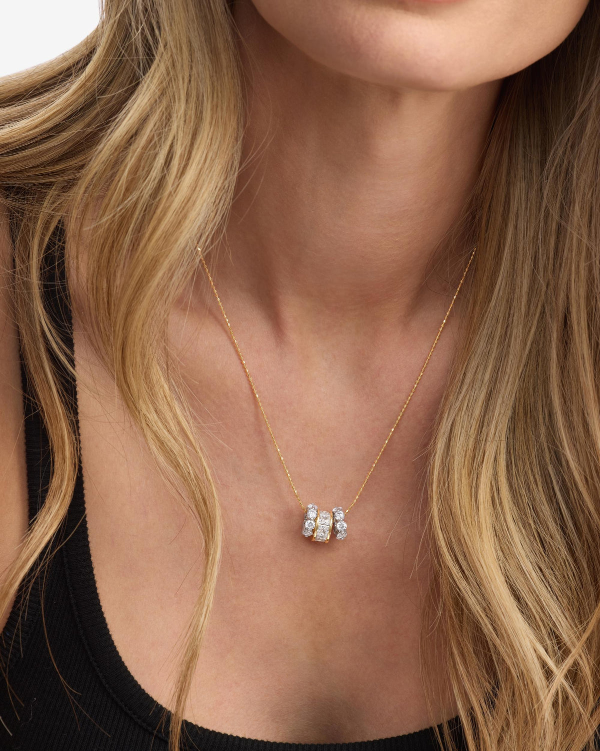 Ashley Hollywood Necklace - Mixed Metal|White Diamondettes