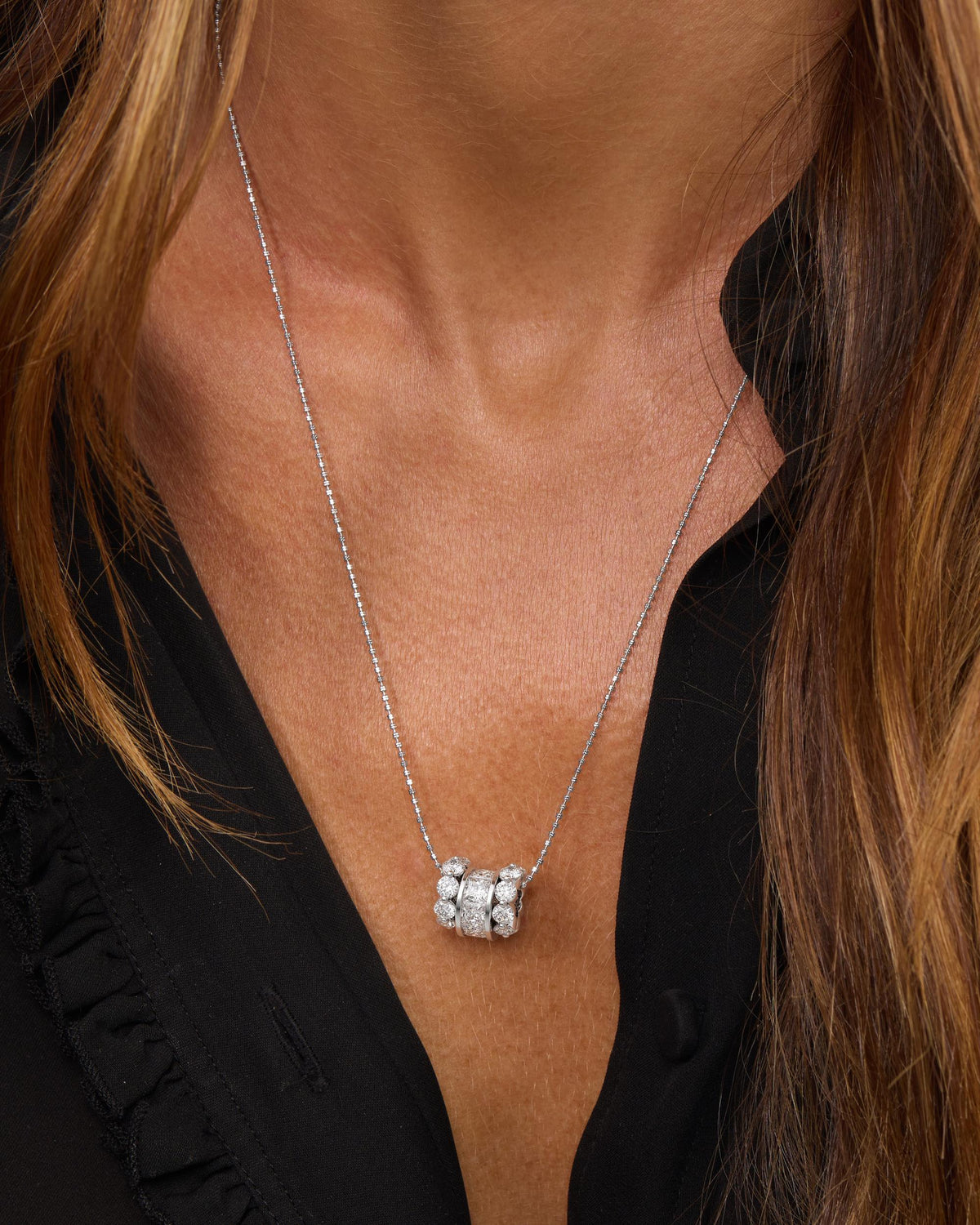 Ashley Hollywood Necklace - Silver|White Diamondettes