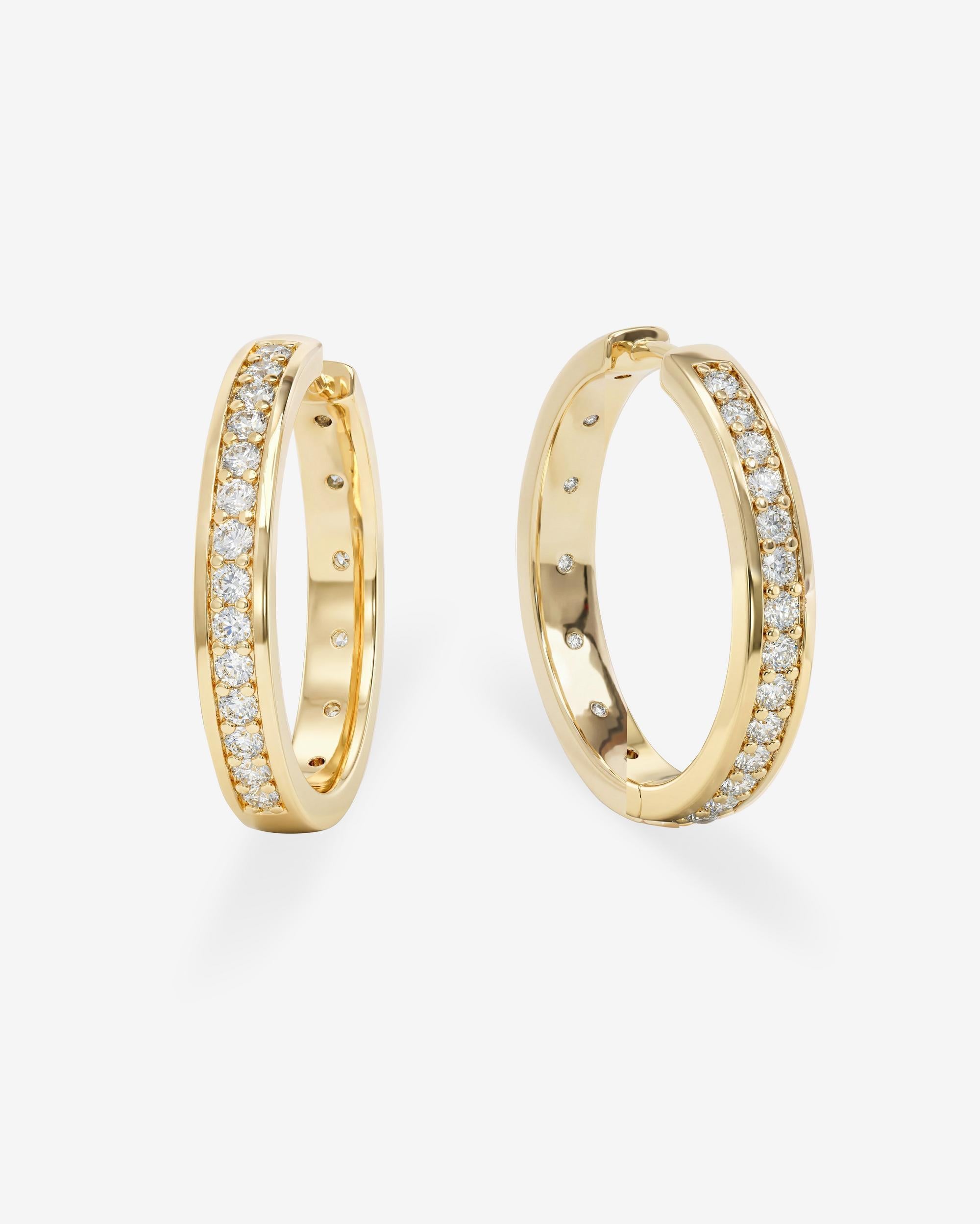 Ashley Infinity Reversible Hoops 1" - Gold|White Diamondettes