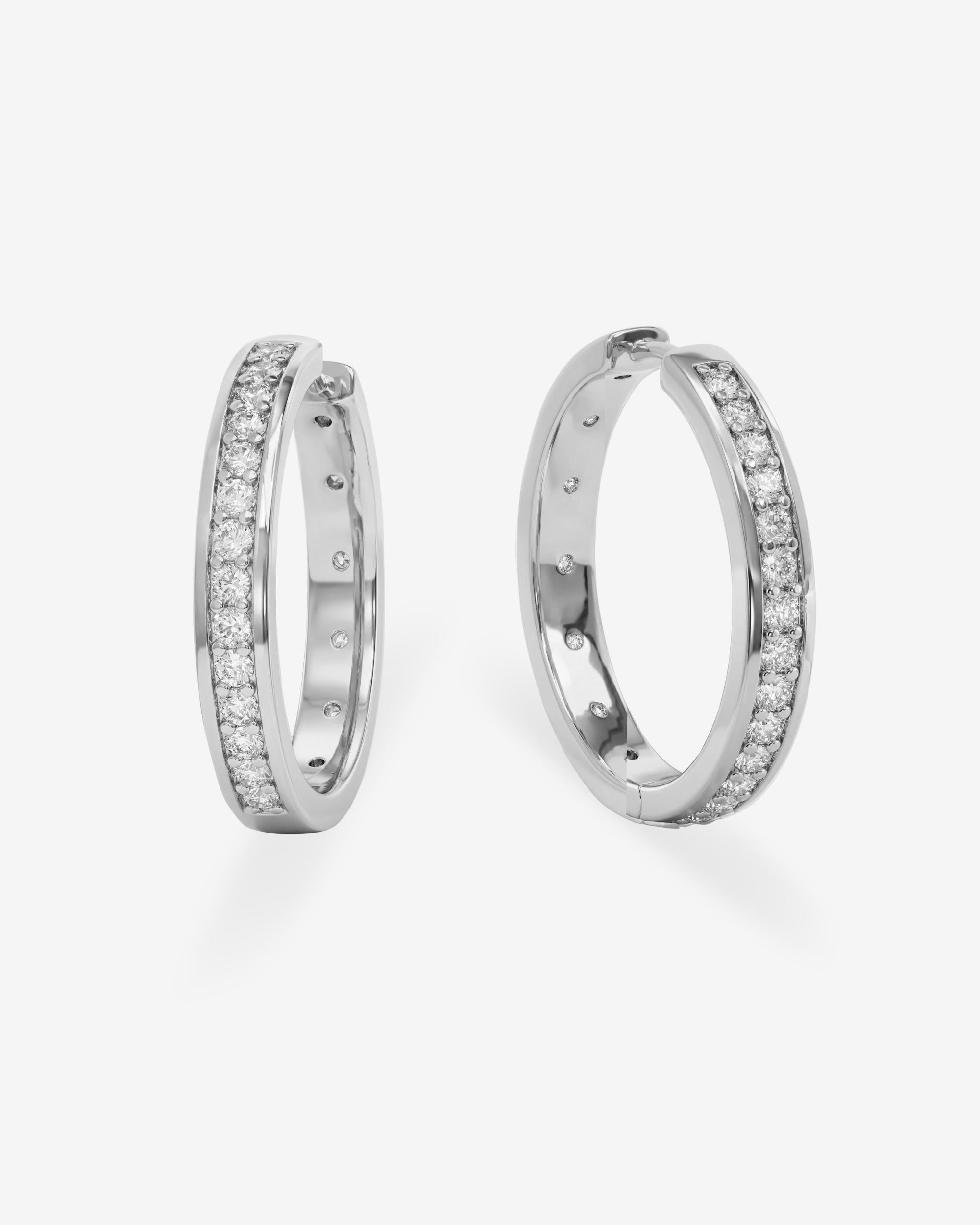 Ashley Infinity Reversible Hoops 1" - Silver|White Diamondettes