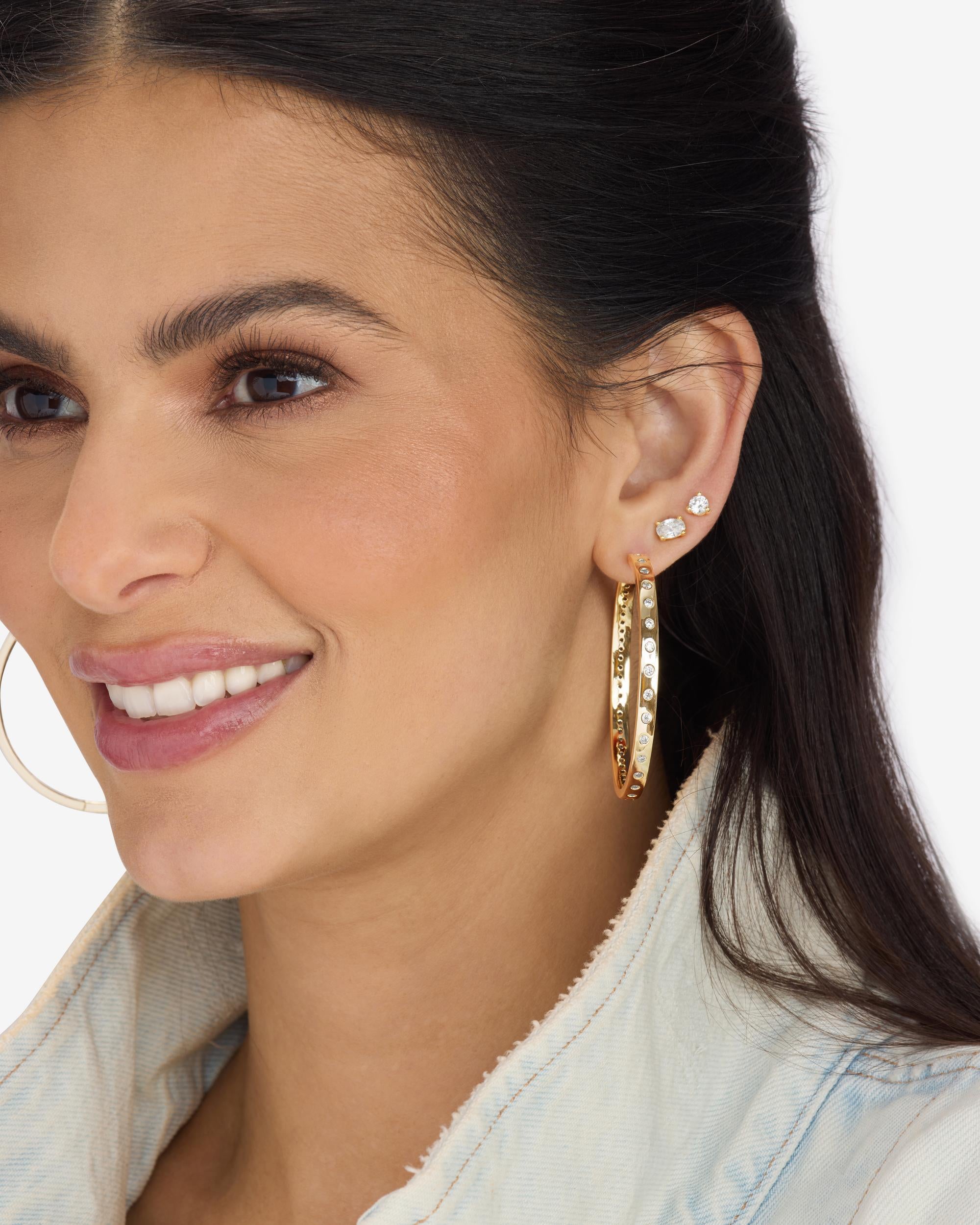 Ashley Infinity Reversible Hoops 2" - Gold|White Diamondettes