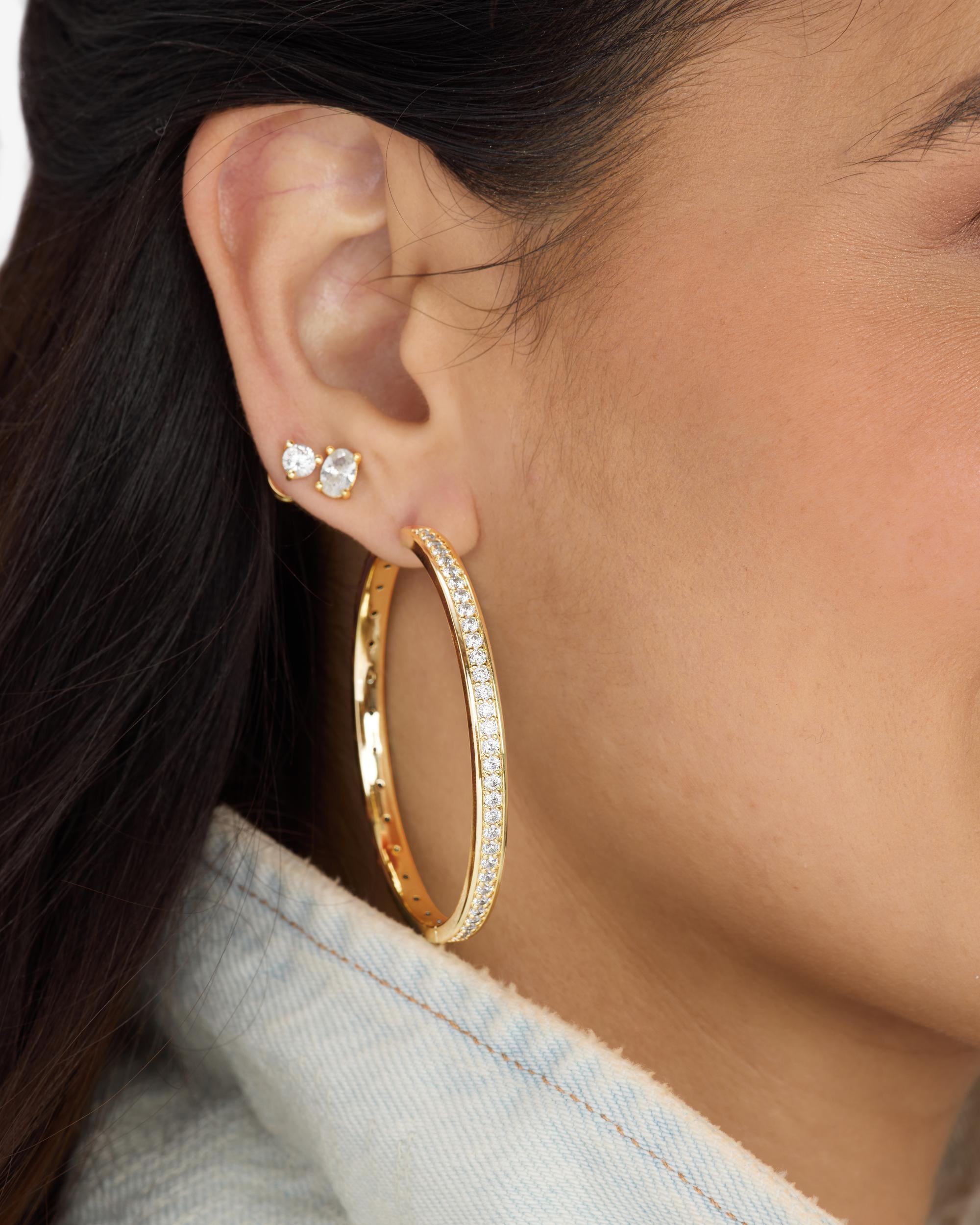 Ashley Infinity Reversible Hoops 2" - Gold|White Diamondettes