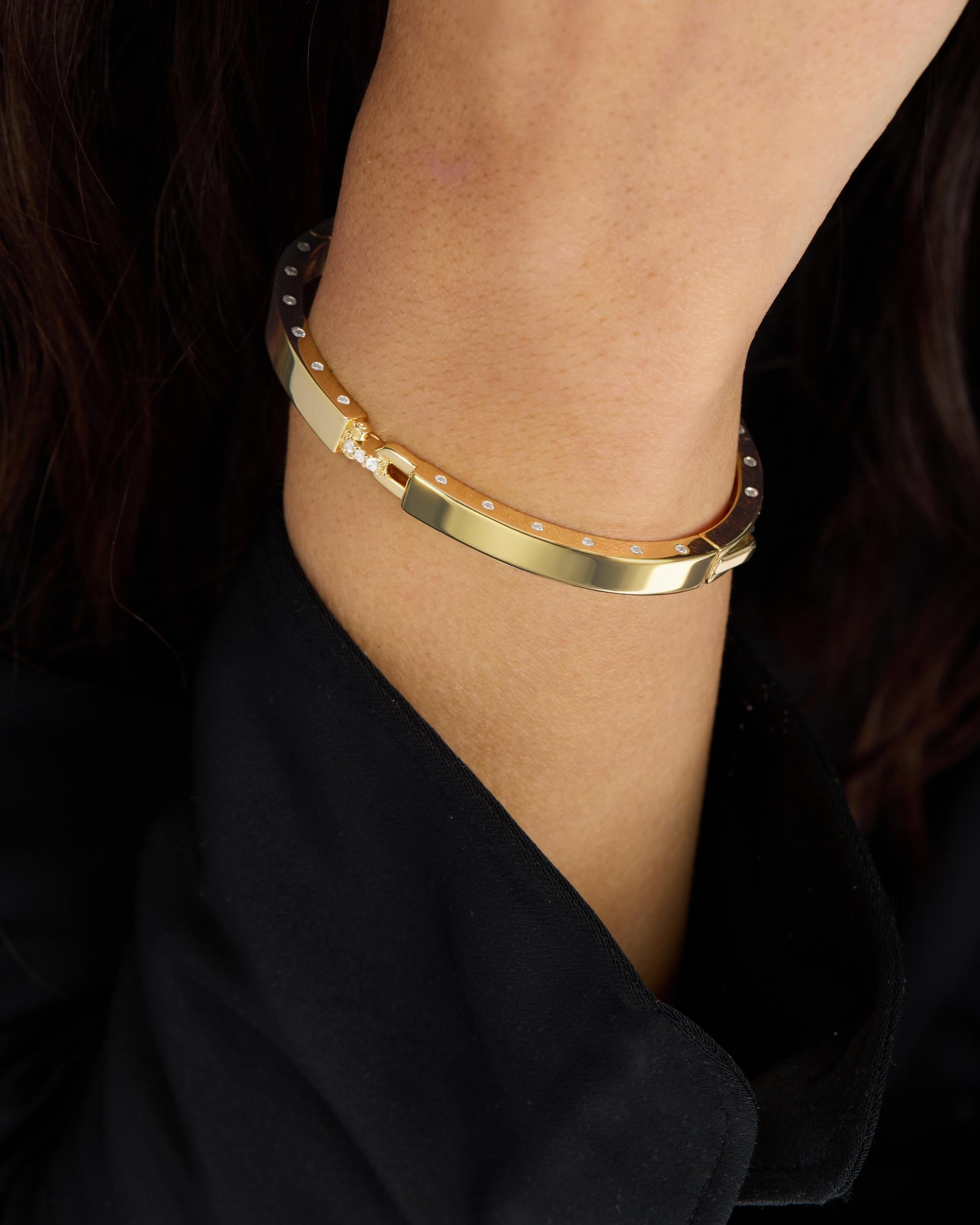 Ashley Lock Cuff 6mm - Gold|White Diamondettes