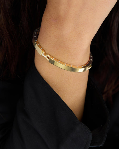 Ashley Lock Cuff 6mm - Gold|White Diamondettes