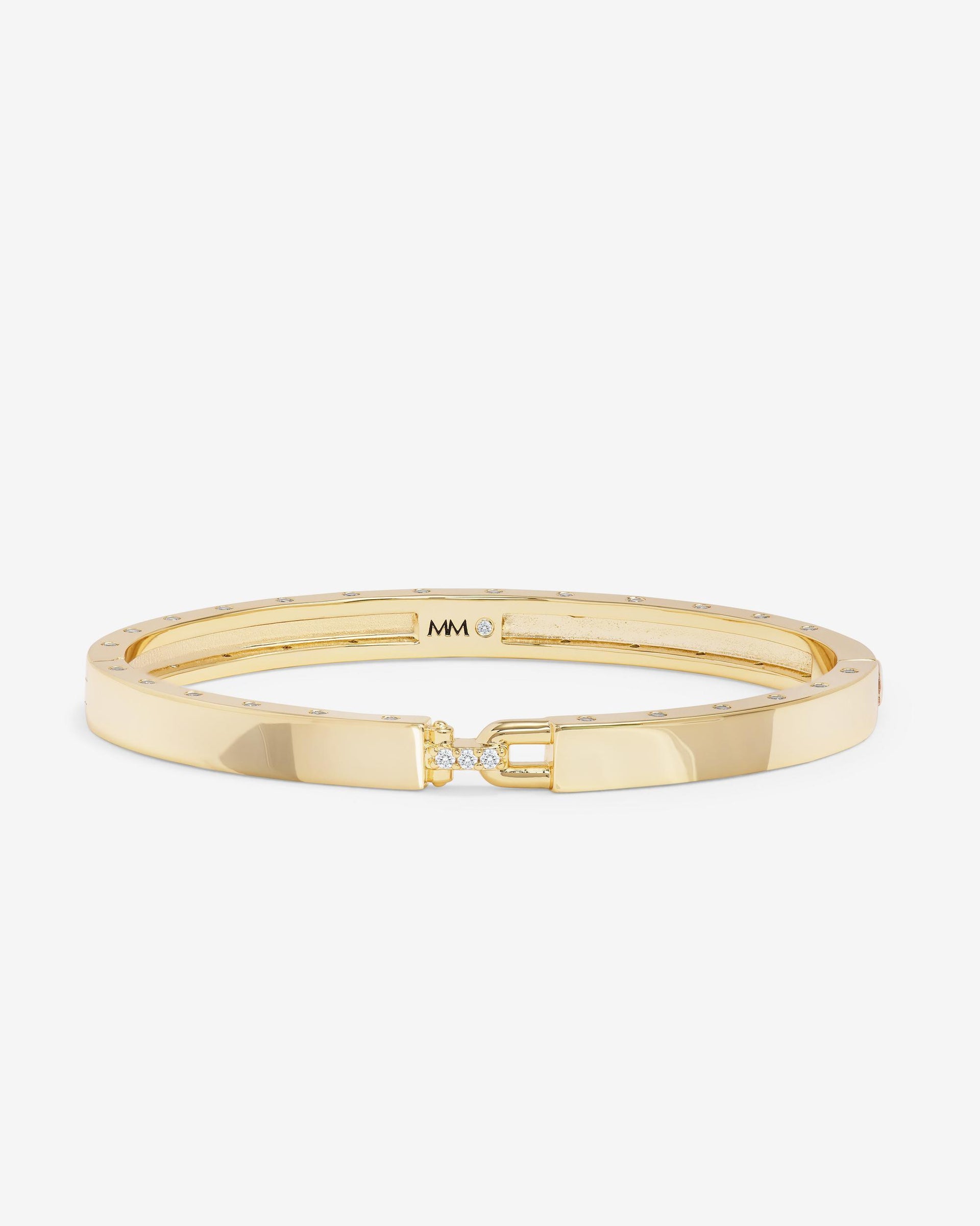 Ashley Lock Cuff 6mm - Gold|White Diamondettes