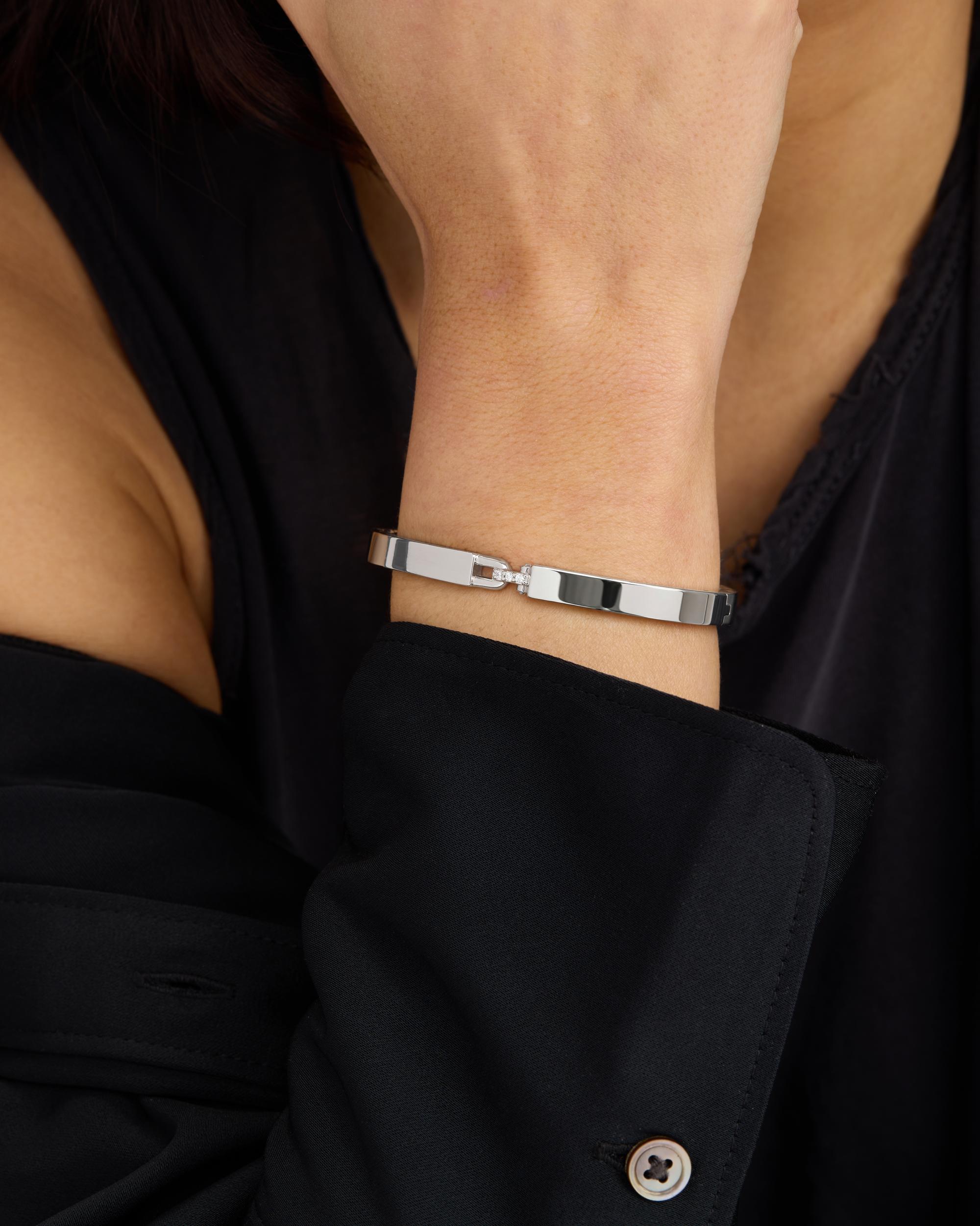 Ashley Lock Cuff 6mm - Silver|White Diamondettes