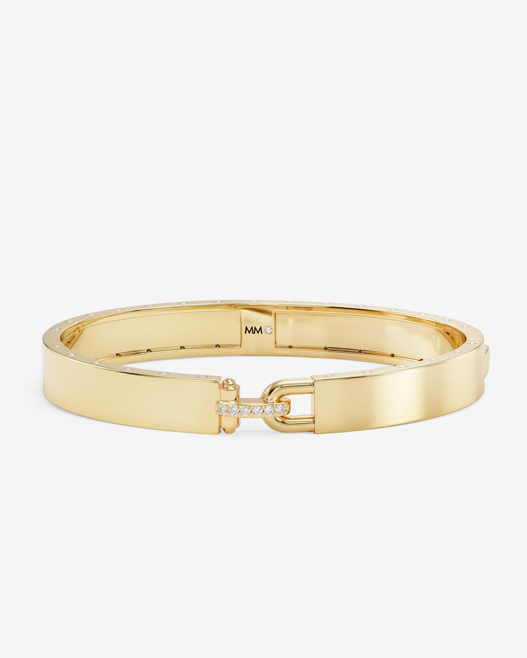 Ashley Lock Cuff 9mm - Gold|White Diamondettes