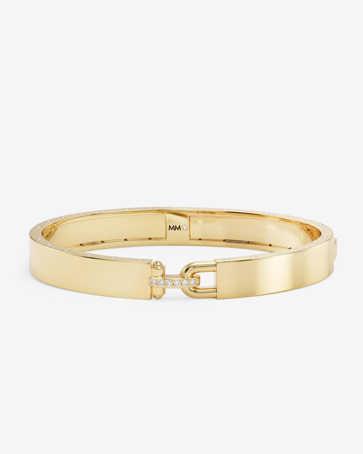 Ashley Lock Cuff 9mm - Gold|White Diamondettes