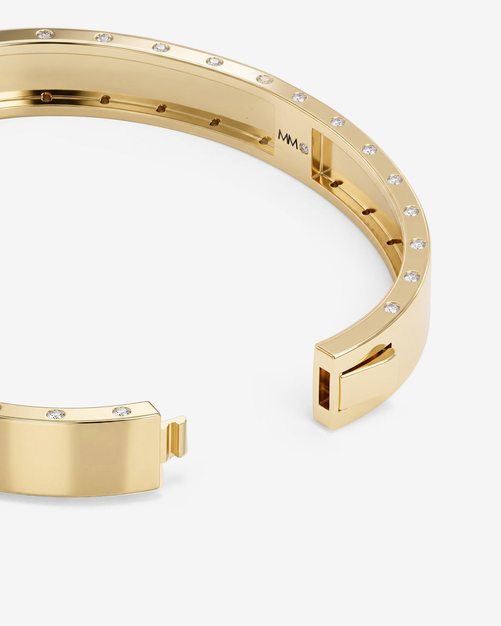 Ashley Lock Cuff 9mm - Gold|White Diamondettes