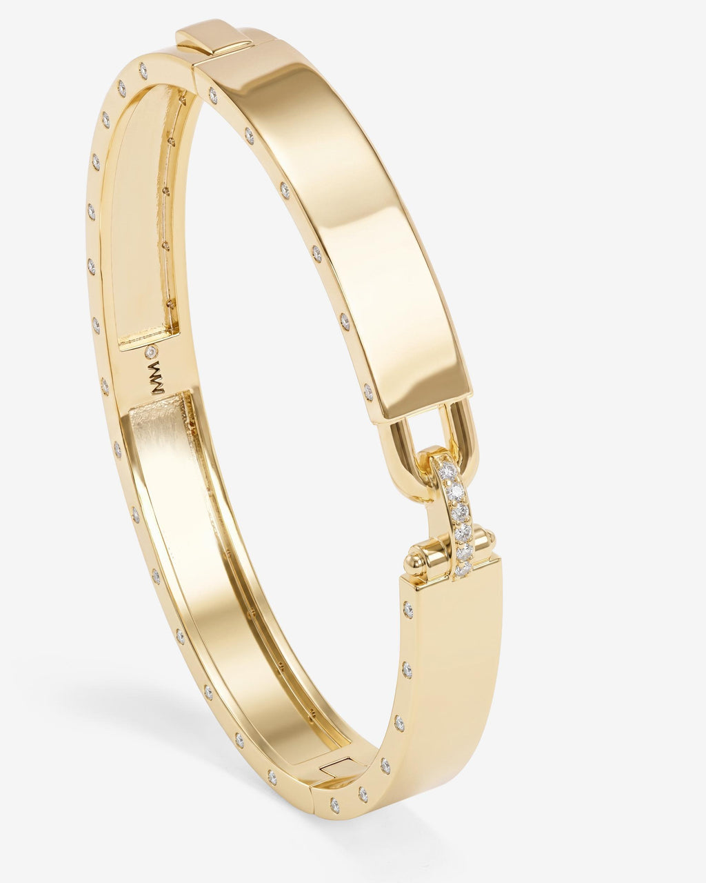 Ashley Lock Cuff 9mm - Gold|White Diamondettes