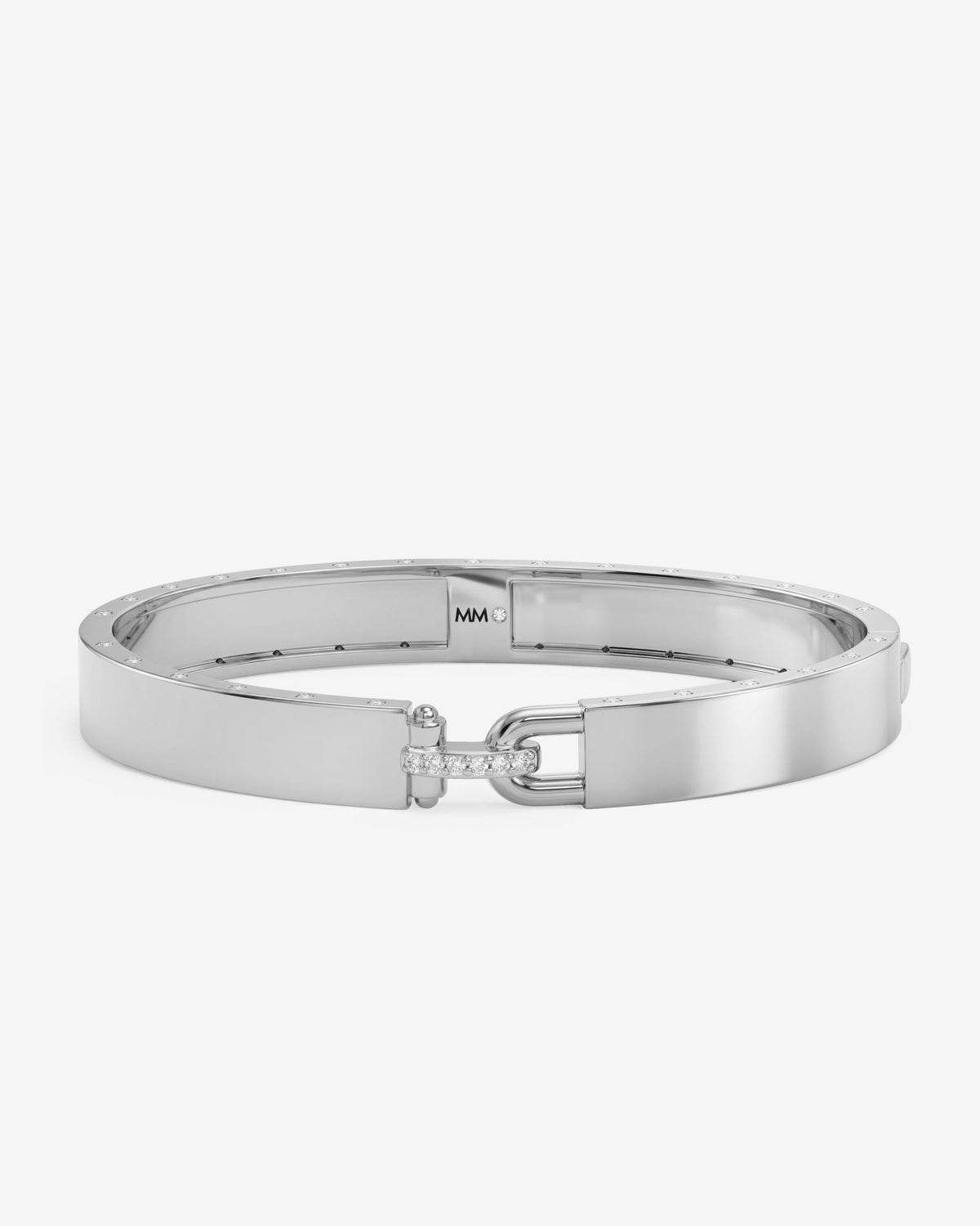 Ashley Lock Cuff 9mm - Silver|White Diamondettes