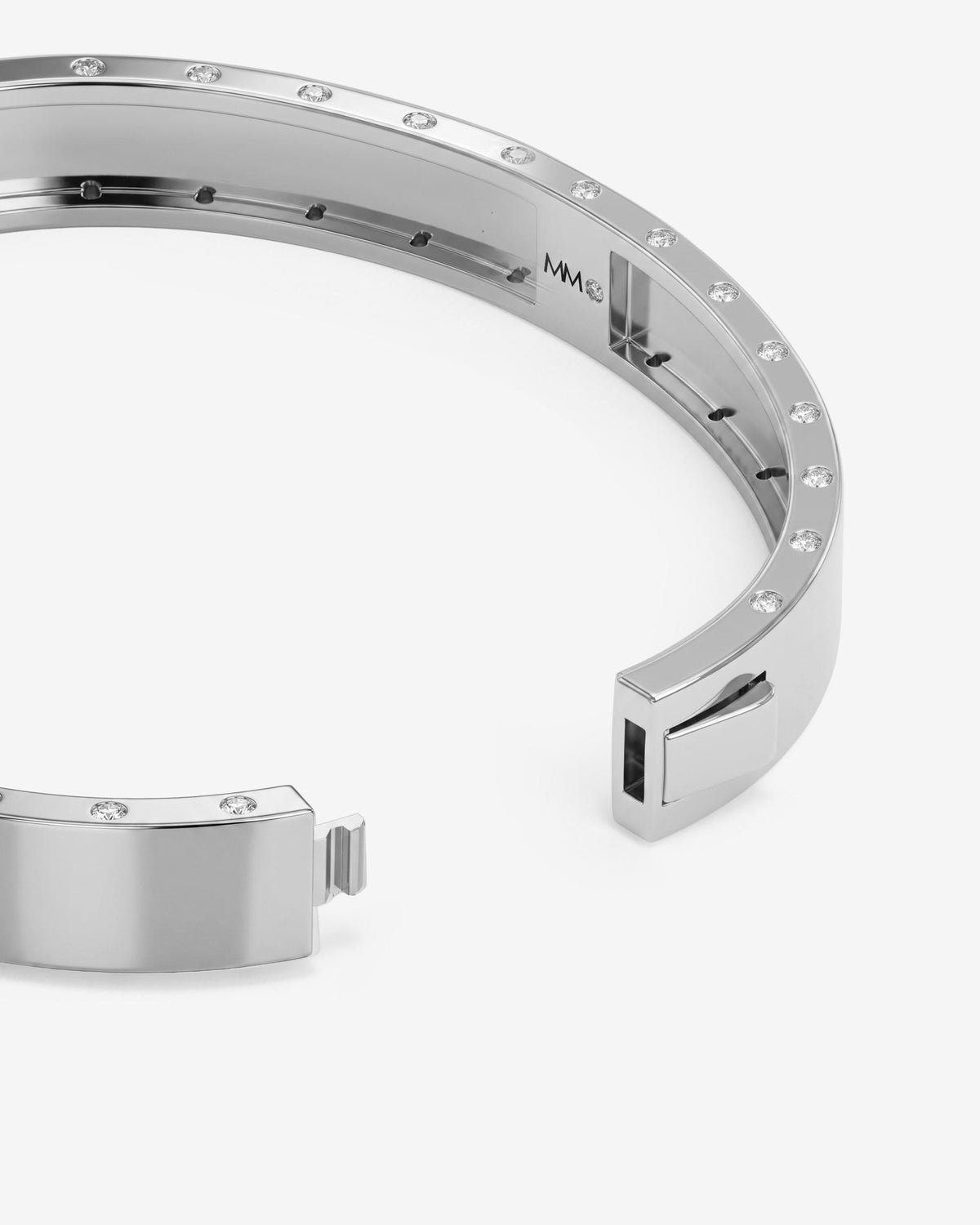 Ashley Lock Cuff 9mm - Silver|White Diamondettes