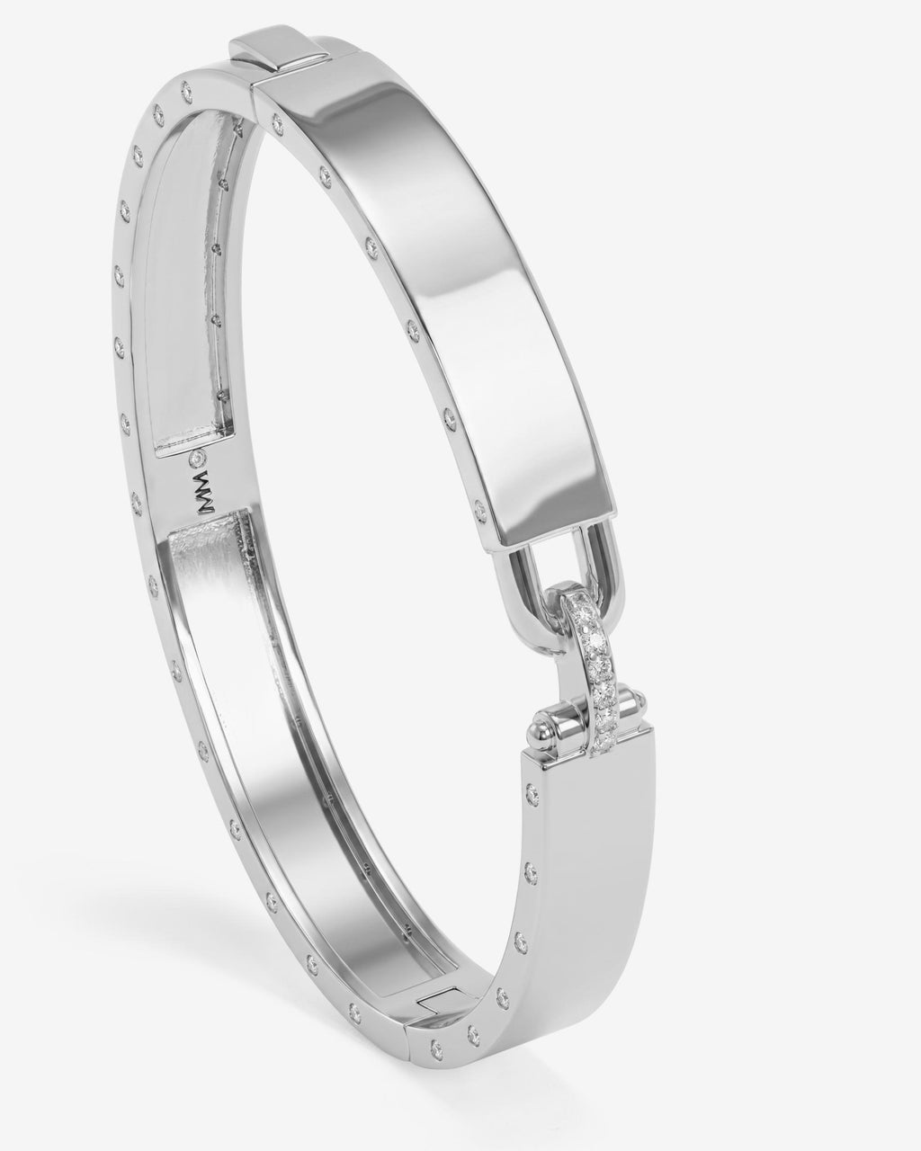 Ashley Lock Cuff 9mm - Silver|White Diamondettes