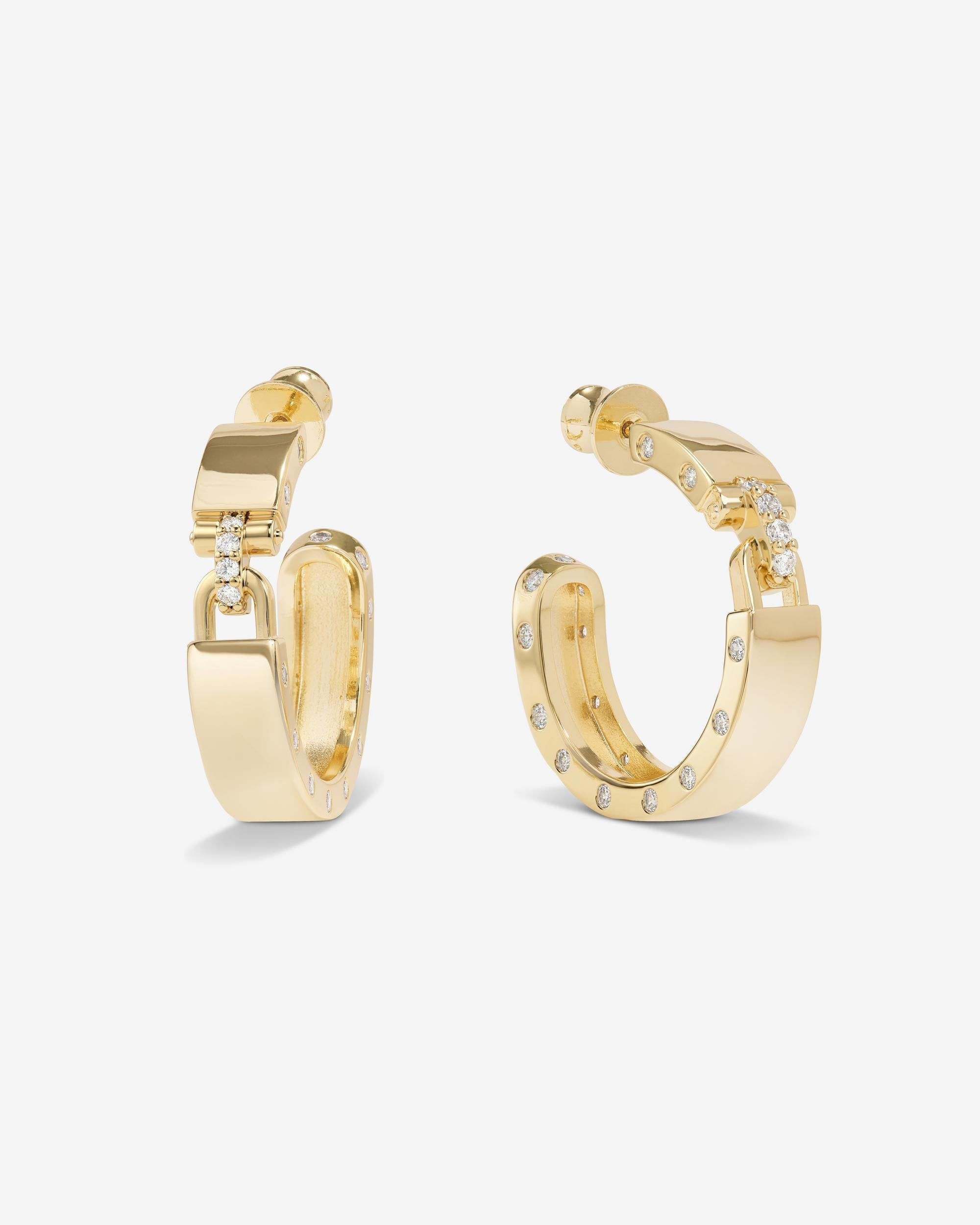Ashley Lock Hoops 1" - Gold|White Diamondettes