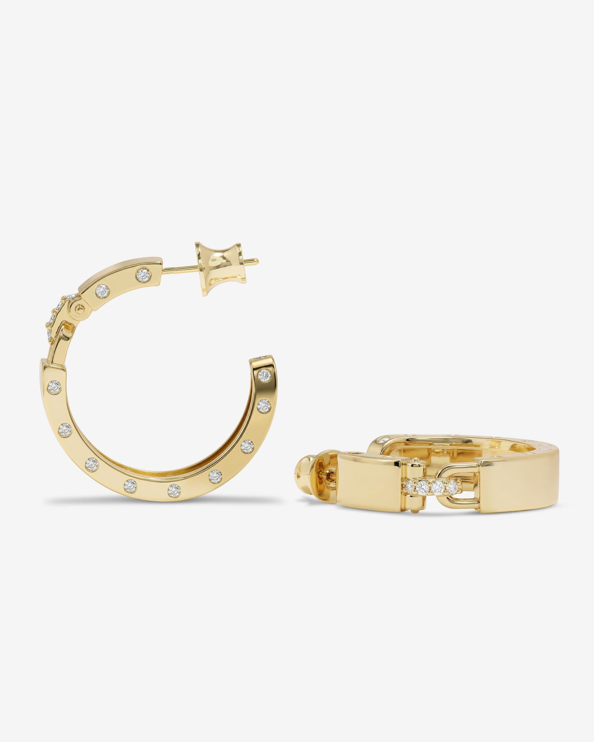 Ashley Lock Hoops 1" - Gold|White Diamondettes
