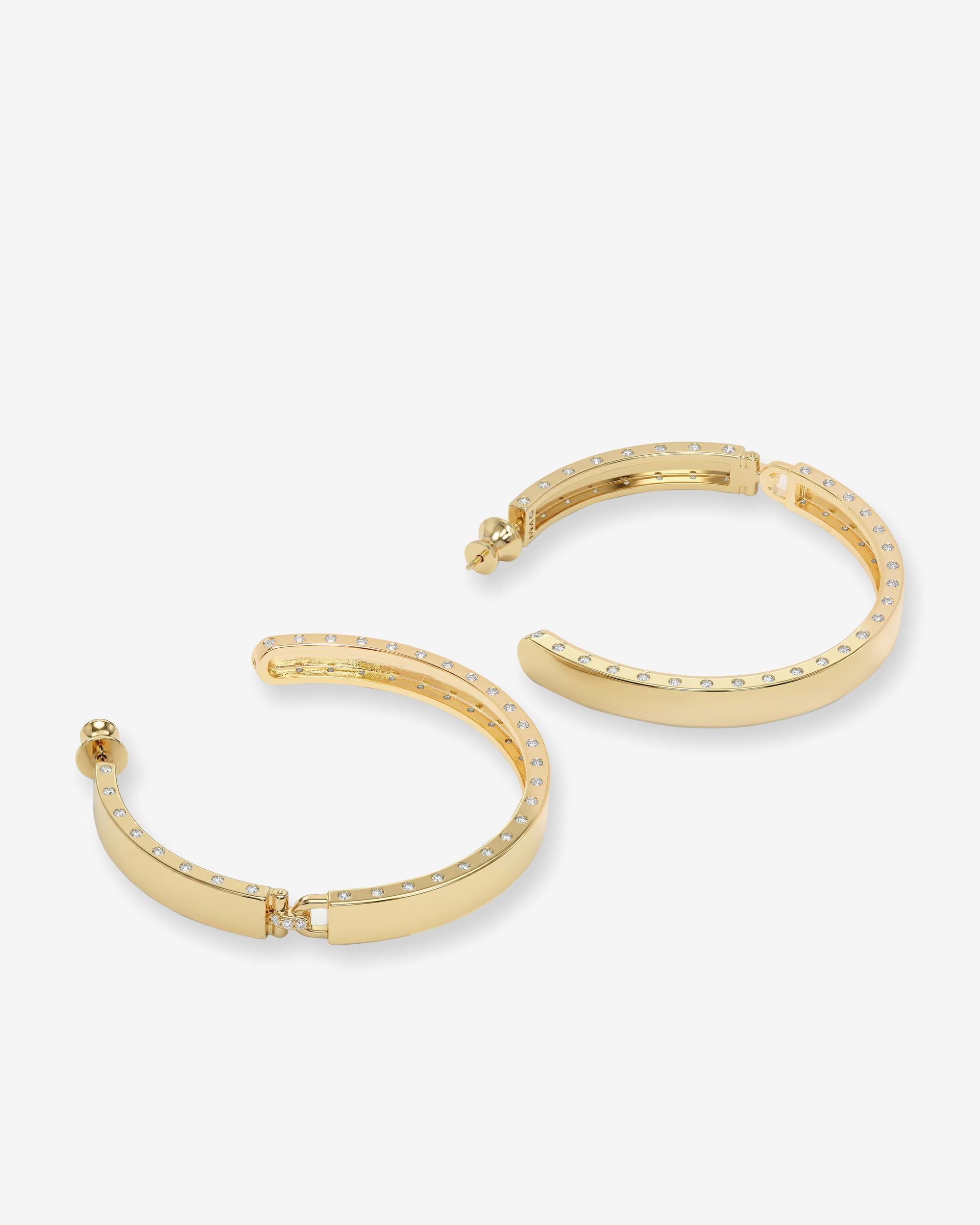 Ashley Lock Hoops 2" - Gold|White Diamondettes