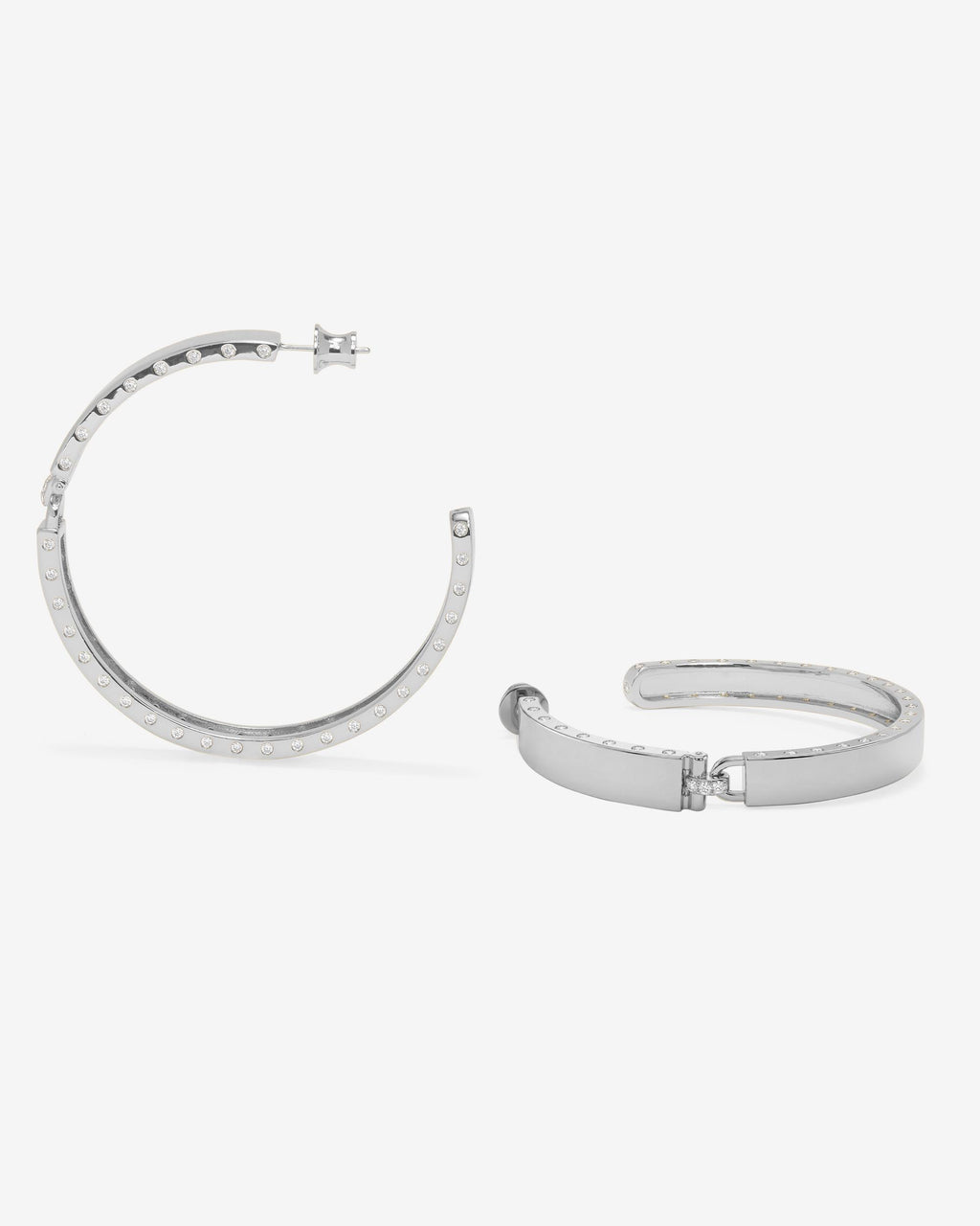 Ashley Lock Hoops 2" - Silver|White Diamondettes