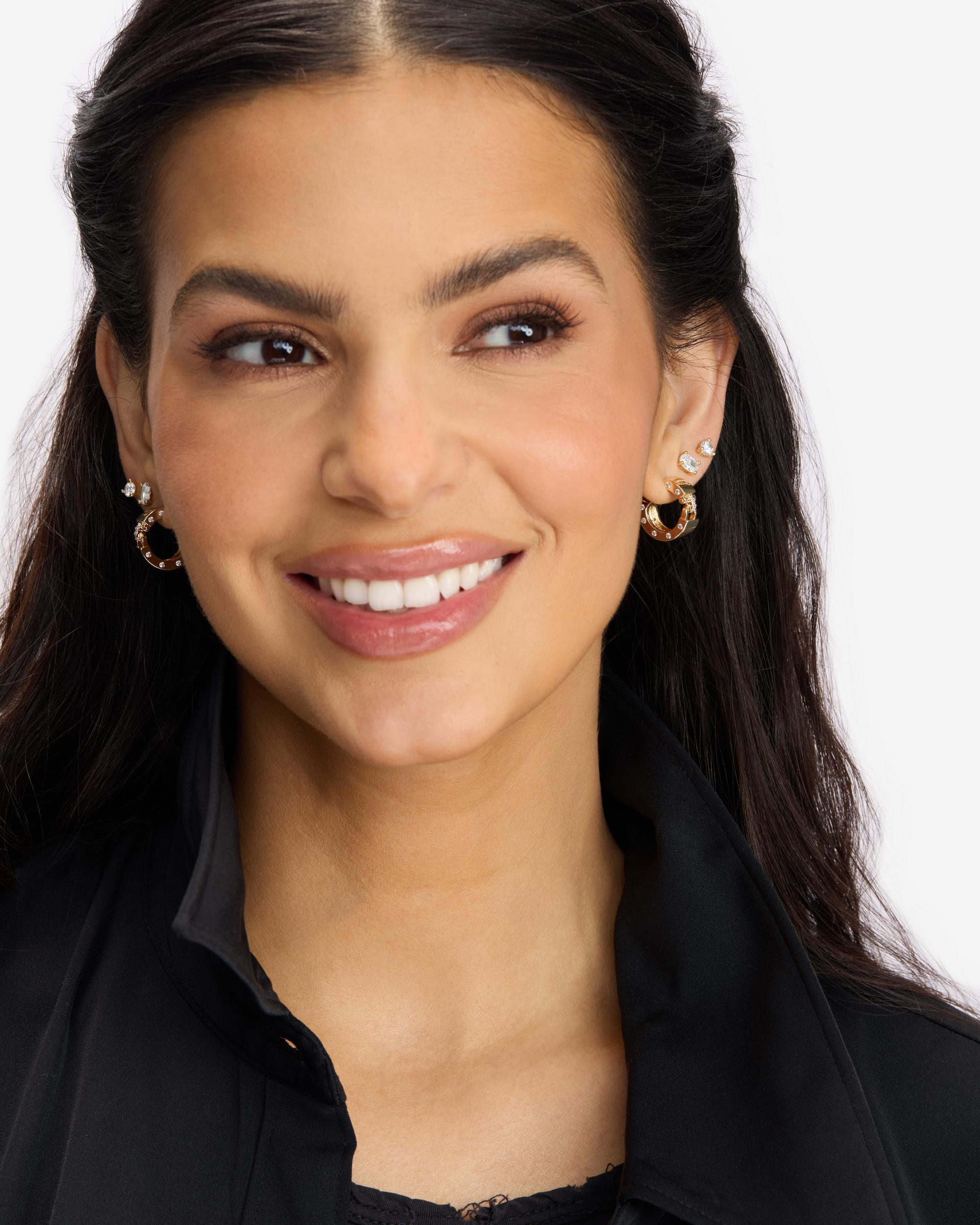 Ashley Lock Huggies - Gold|White Diamondettes